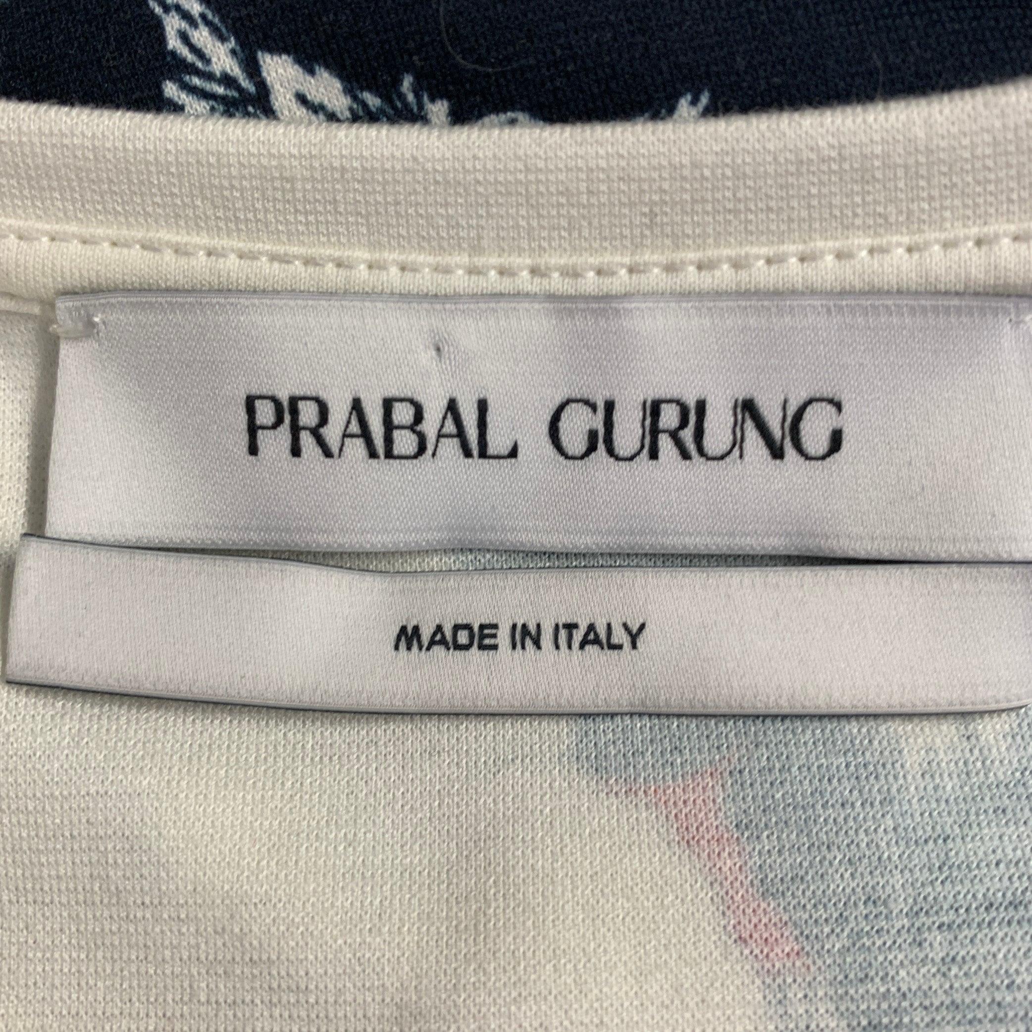 Women's PRABAL GURUNG Size S Navy Cream Floral Sheath Cocktail Dress For Sale