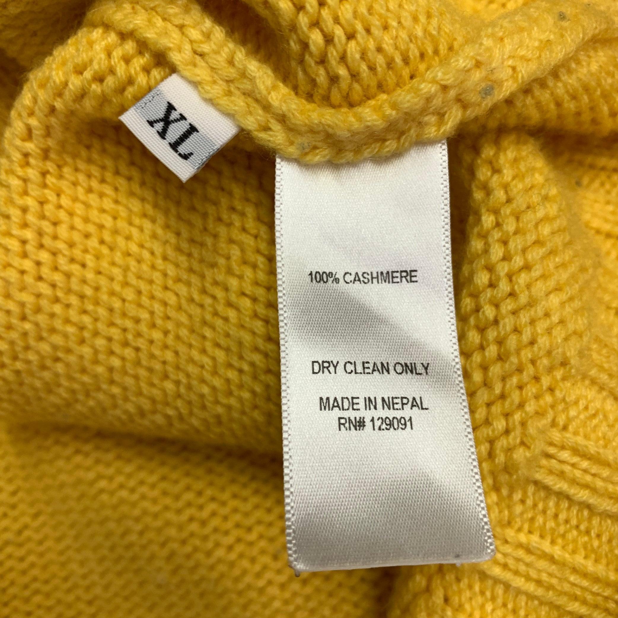 PRABAL GURUNG Size XL Yellow Blue Dyed Cashmere Hooded Sweater For Sale 2