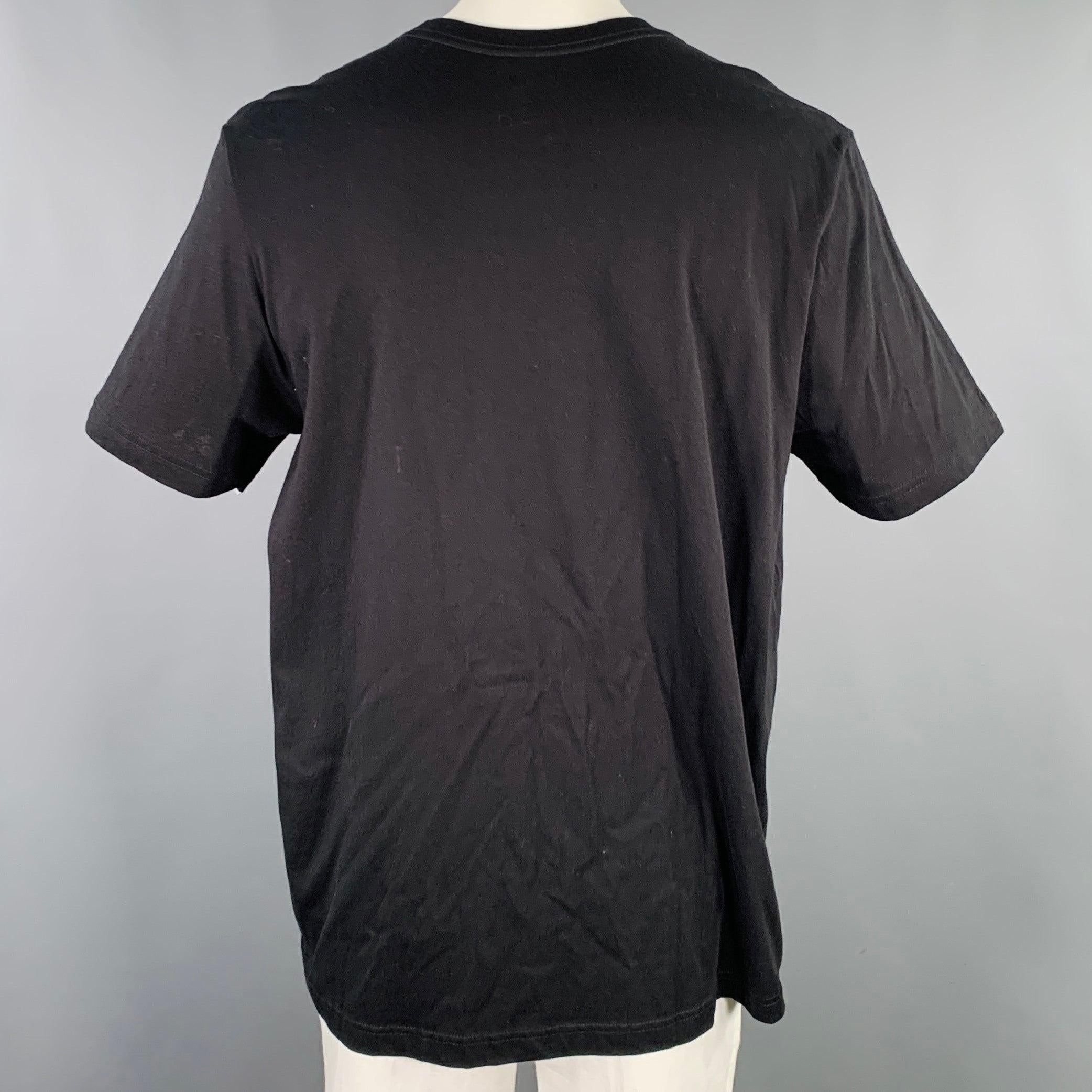 Men's PRABAL GURUNG Size XXL Black White Cotton Short Sleeve T-shirt For Sale