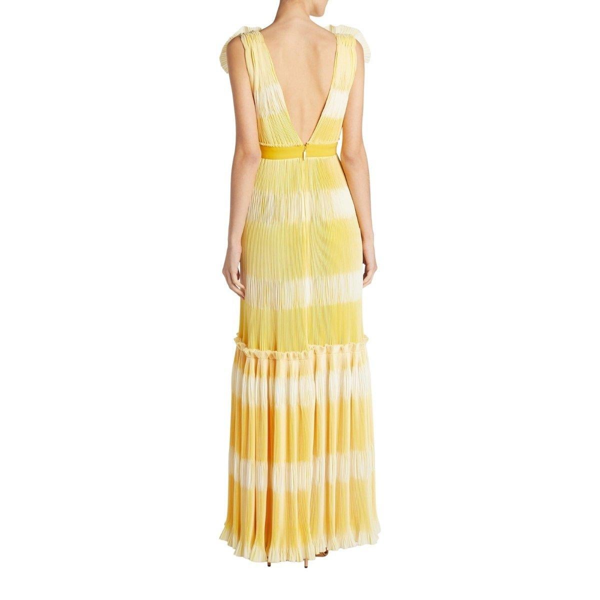 Prabal Gurung Yellow Tadia Plissé Dress US8 In New Condition In Brossard, QC