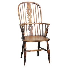 Practical Used English highback Windsor dining chair with graceful legs