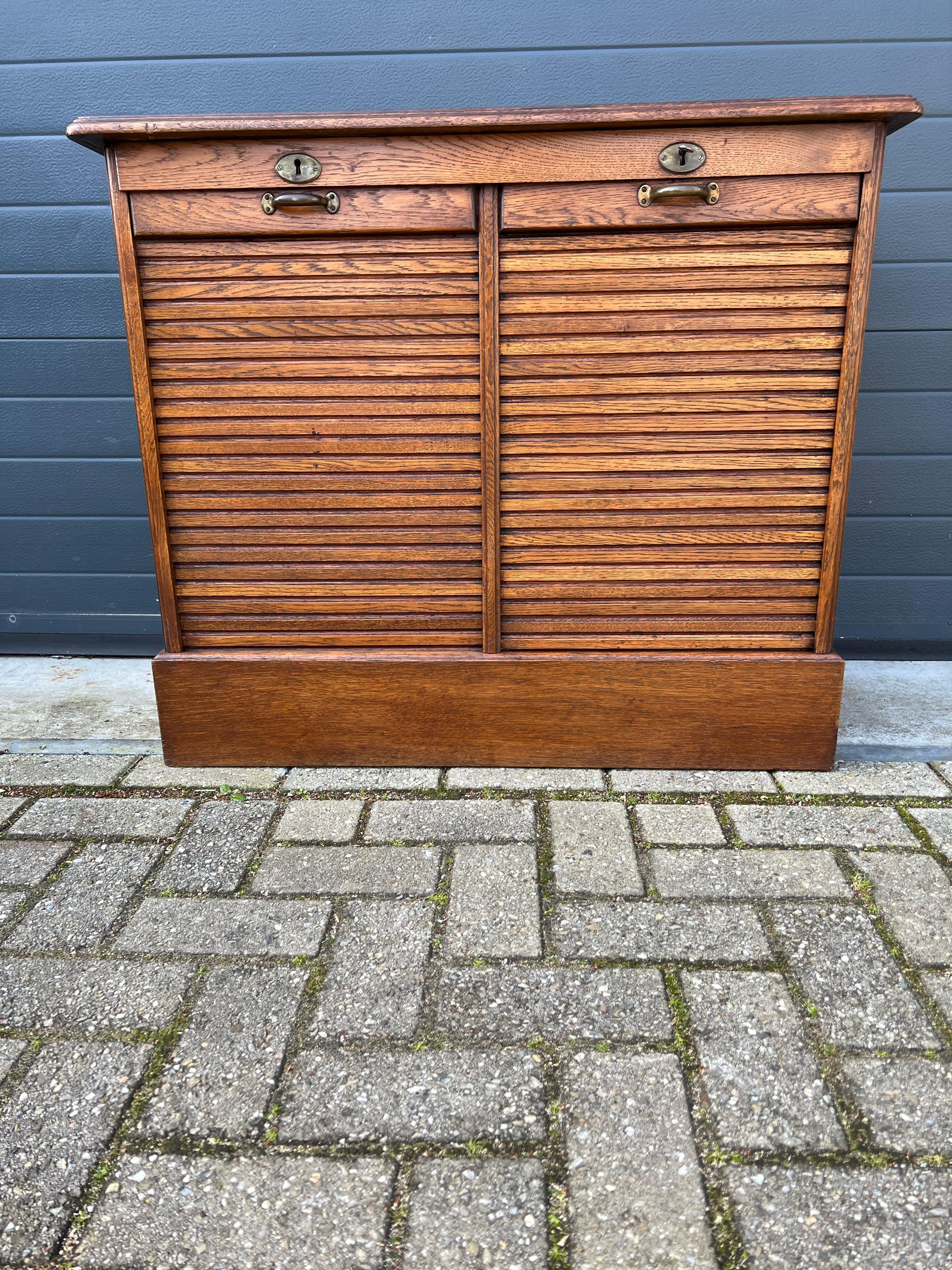 Practical Dutch Arts & Crafts Filing Cabinet with Double Roller Door and Drawers 2