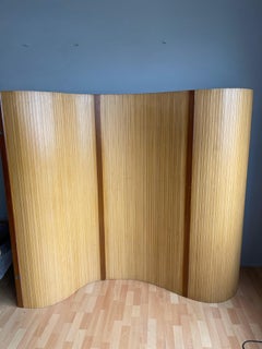 Practical France Art Deco Solid Pinewood Rollable Lamelle Screen / Room Divider