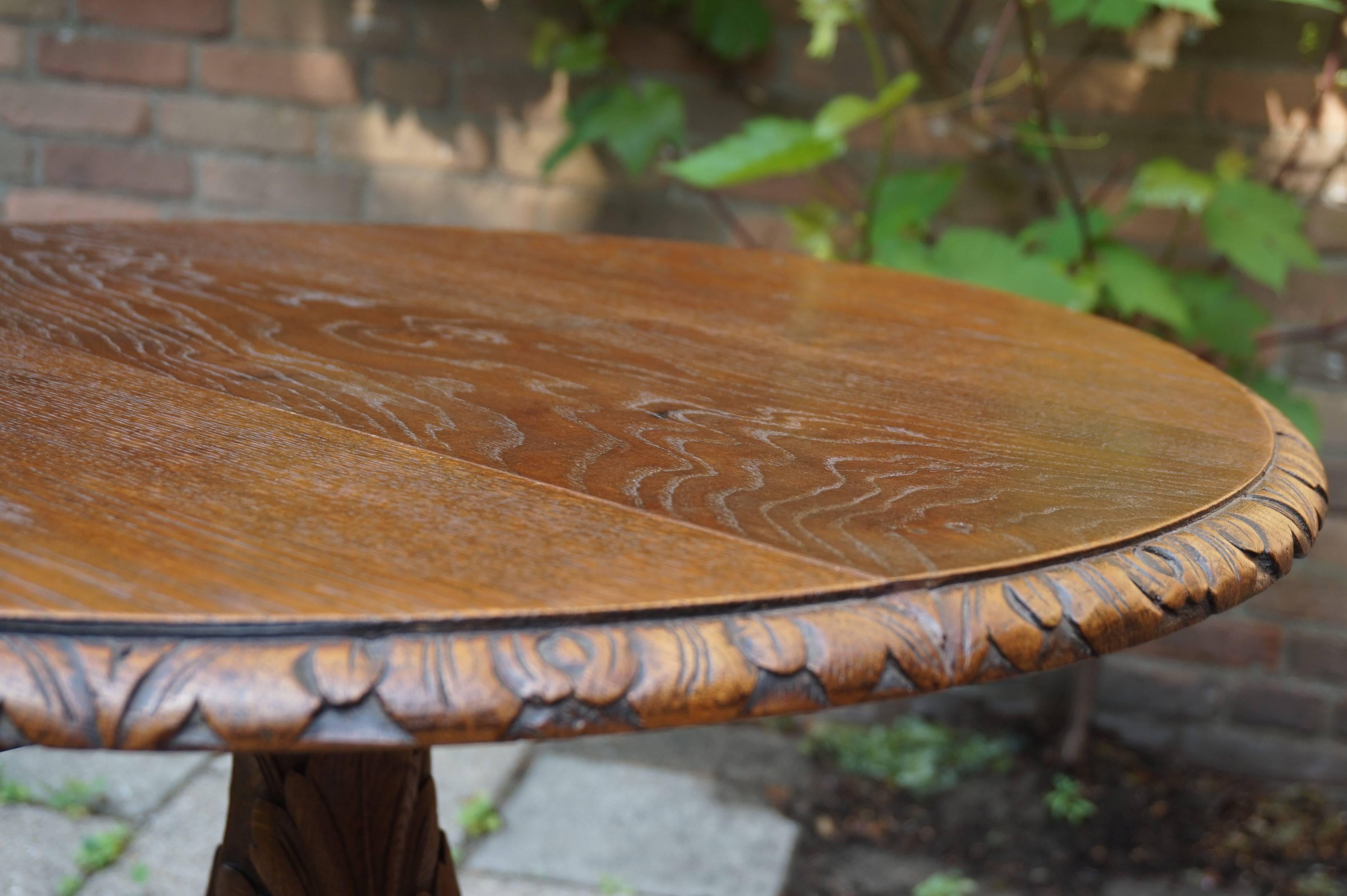 Stunning 19th Century Hand Crafted and Hand Carved, Solid Oak Tilt-Top Table For Sale 3