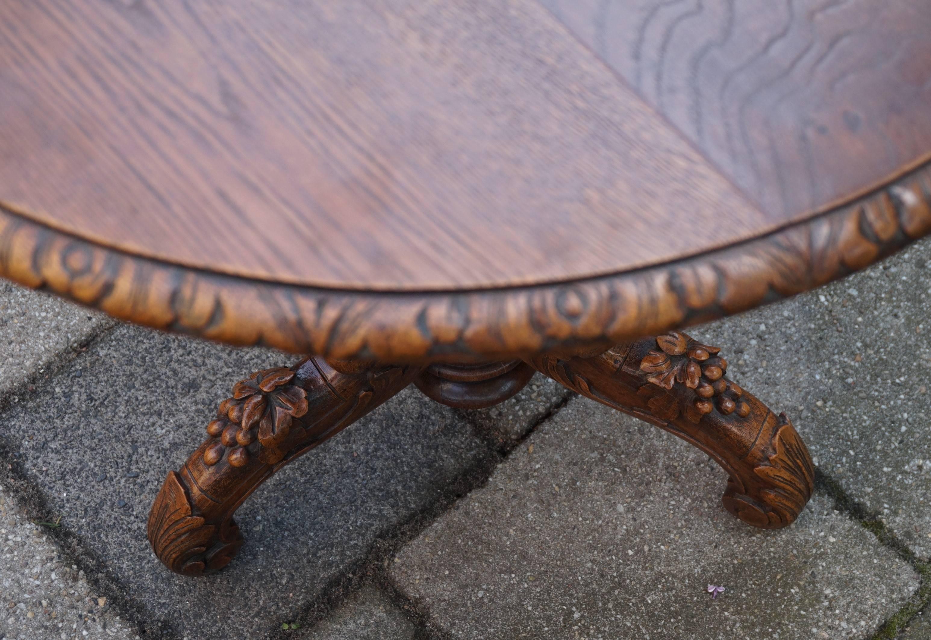 Stunning 19th Century Hand Crafted and Hand Carved, Solid Oak Tilt-Top Table For Sale 9