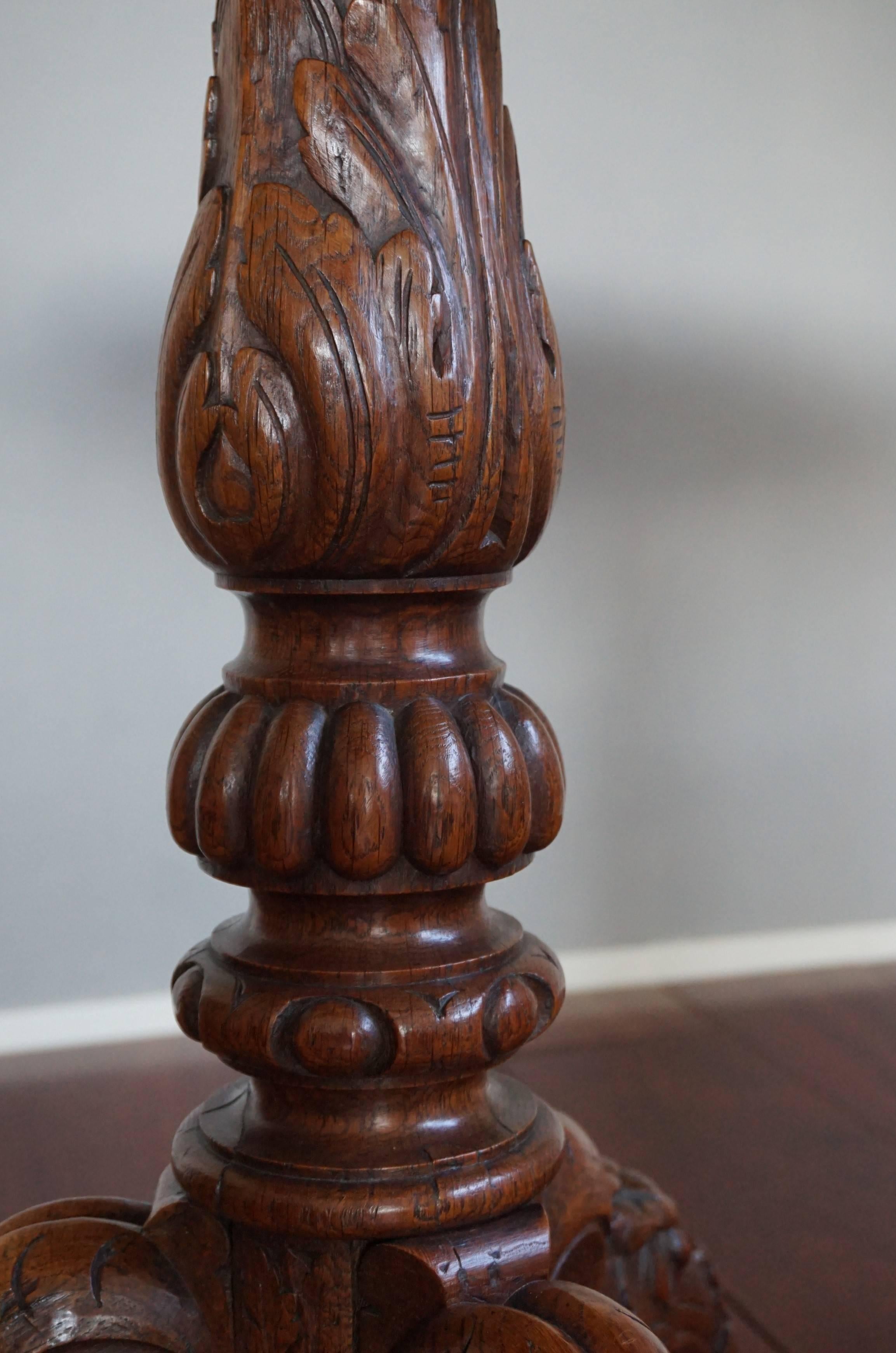 Victorian Stunning 19th Century Hand Crafted and Hand Carved, Solid Oak Tilt-Top Table For Sale