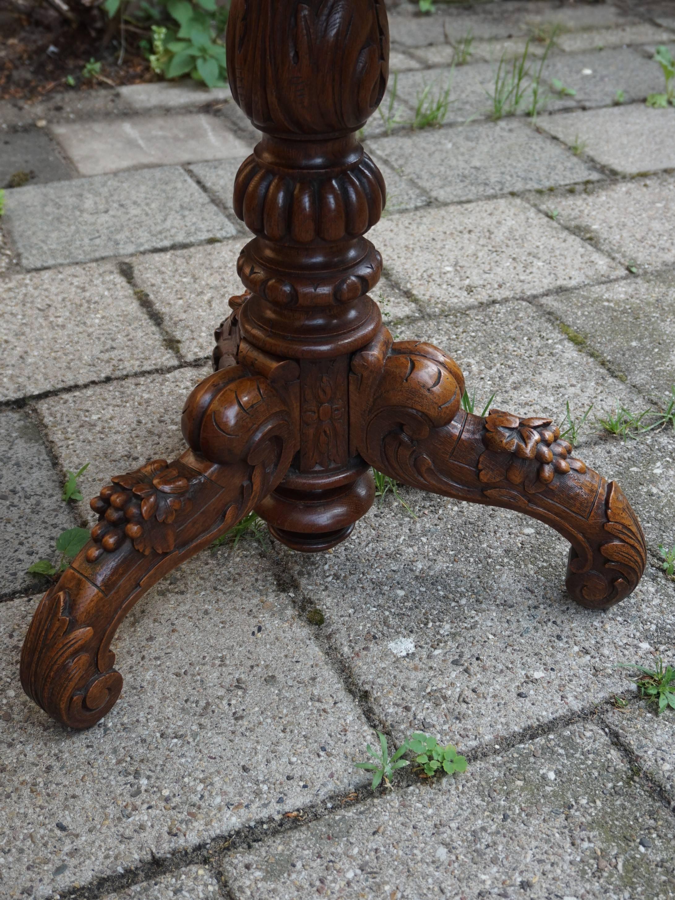 European Stunning 19th Century Hand Crafted and Hand Carved, Solid Oak Tilt-Top Table For Sale