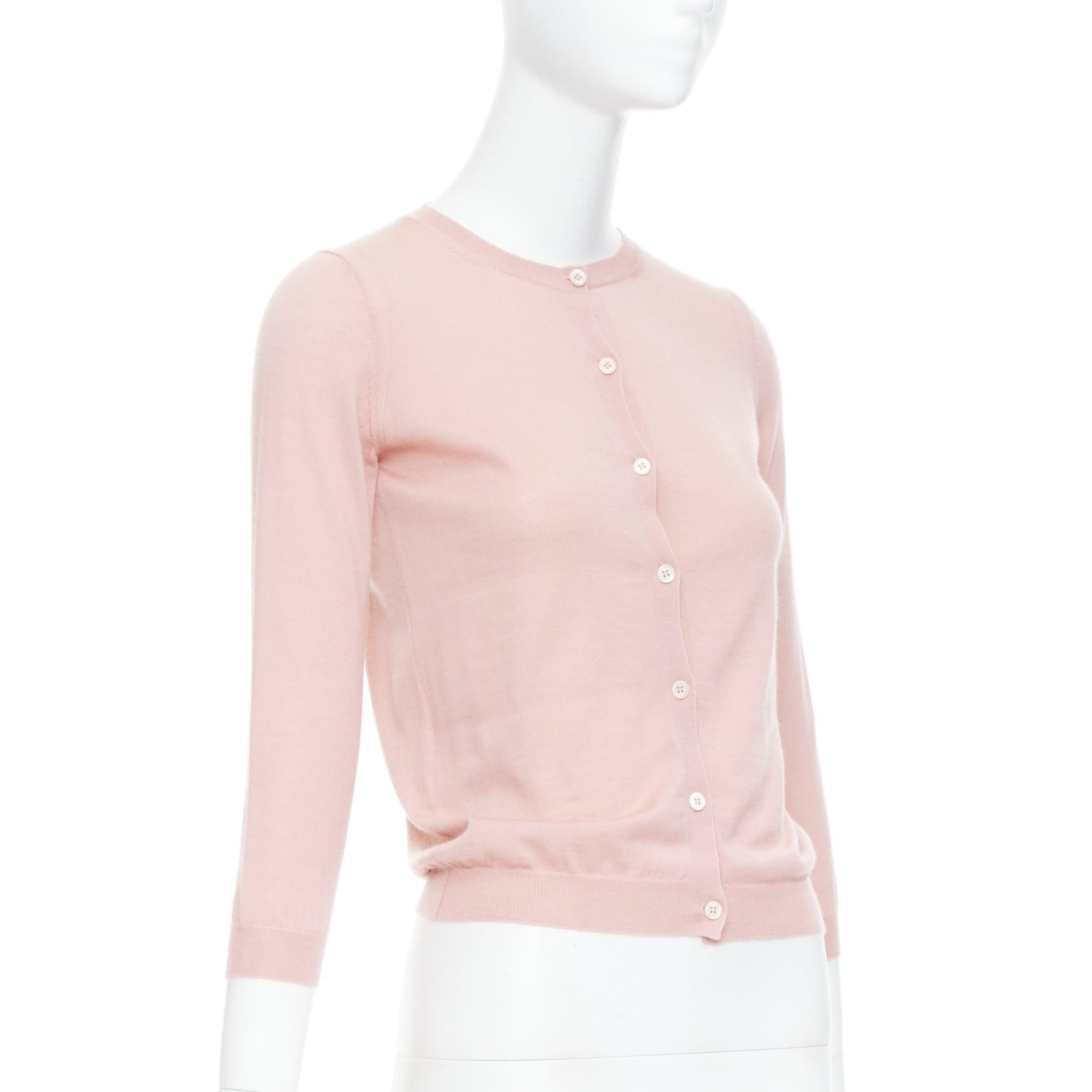 PRADA 100% cachemira rosa rubor shell botón cárdigan suéter IT38 XS en Bueno estado para la venta en Hong Kong, NT