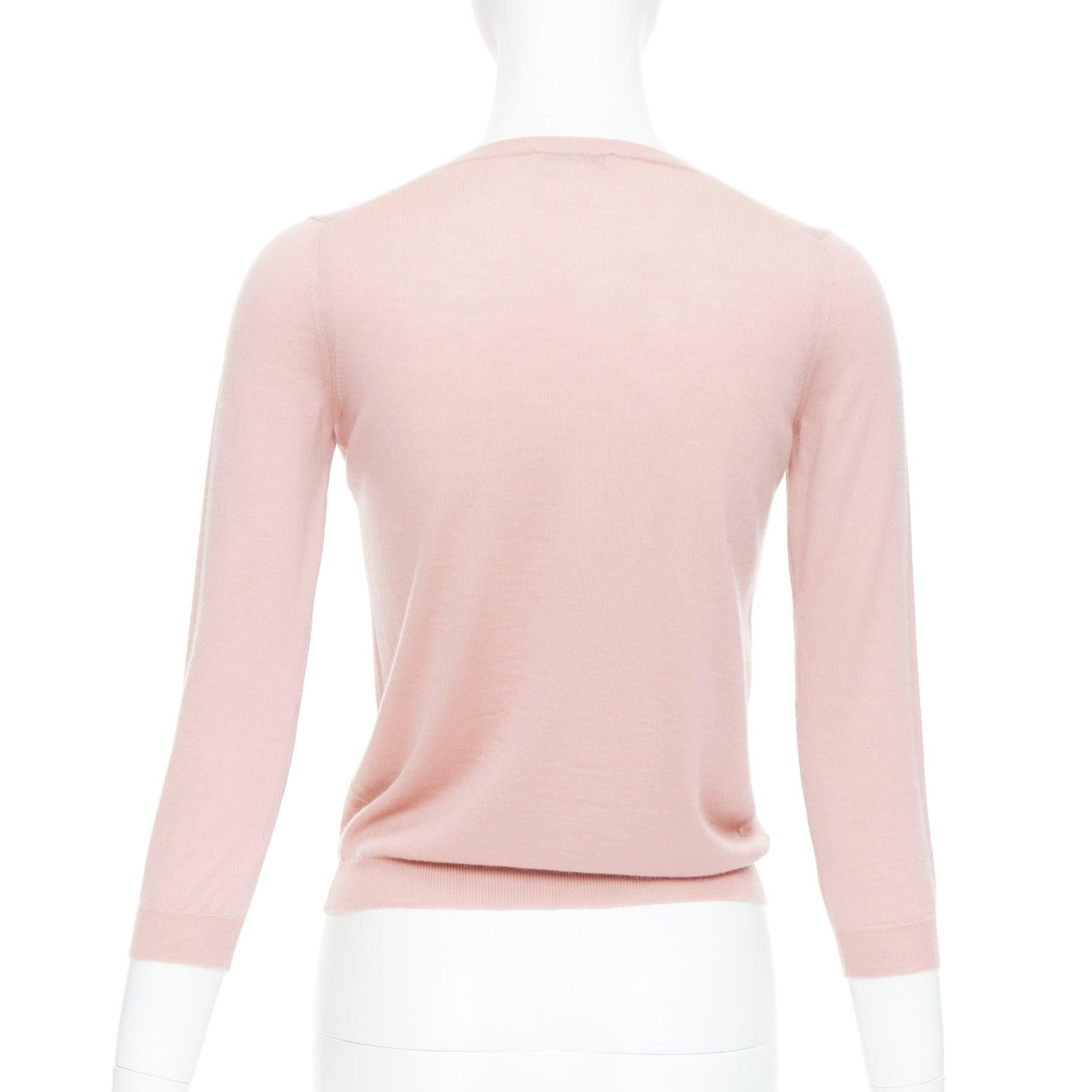 PRADA 100% cachemira rosa rubor shell botón cárdigan suéter IT38 XS en venta 1