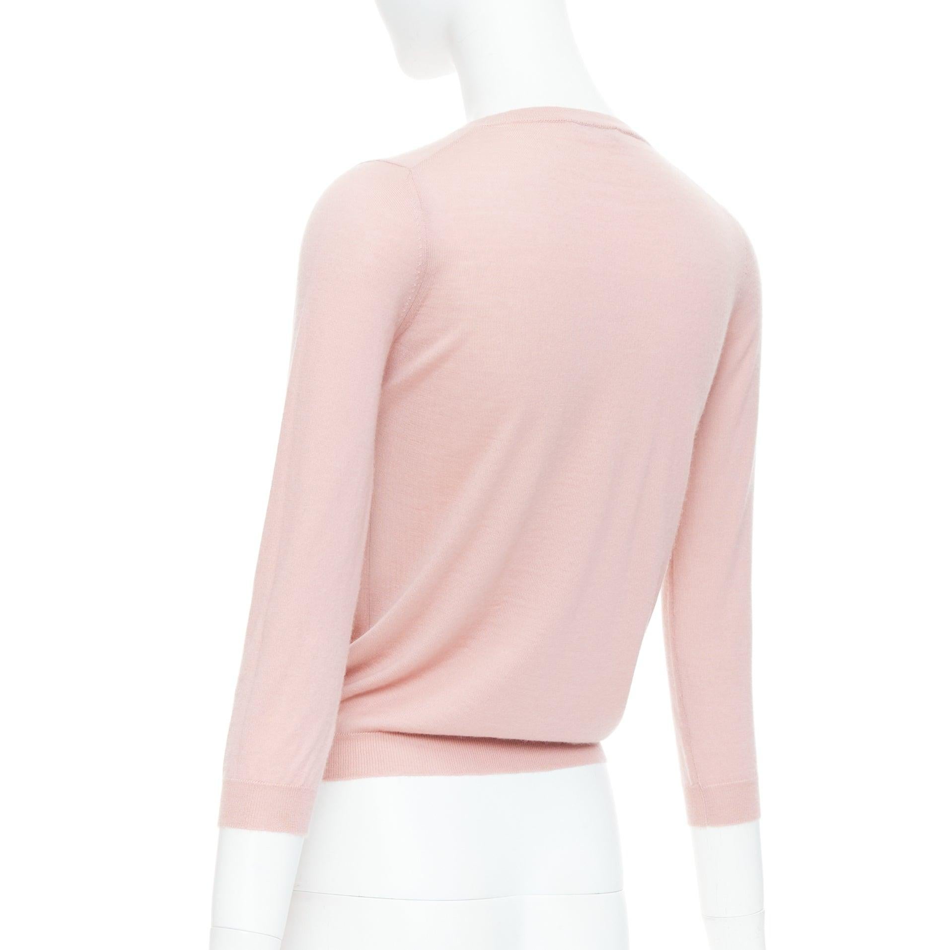 PRADA 100% cachemira rosa rubor shell botón cárdigan suéter IT38 XS en venta 2