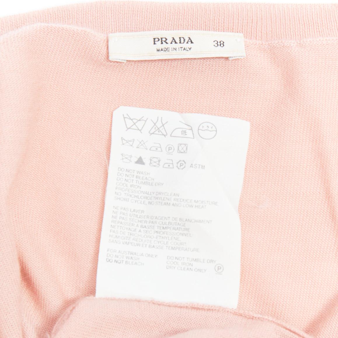 PRADA 100% cachemira rosa rubor shell botón cárdigan suéter IT38 XS en venta 4