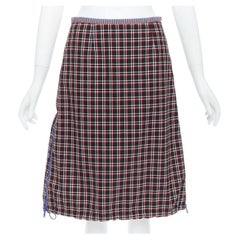 PRADA 100% Schurwolle rot schwarz kariert gefüttert Aline Rock IT38 S