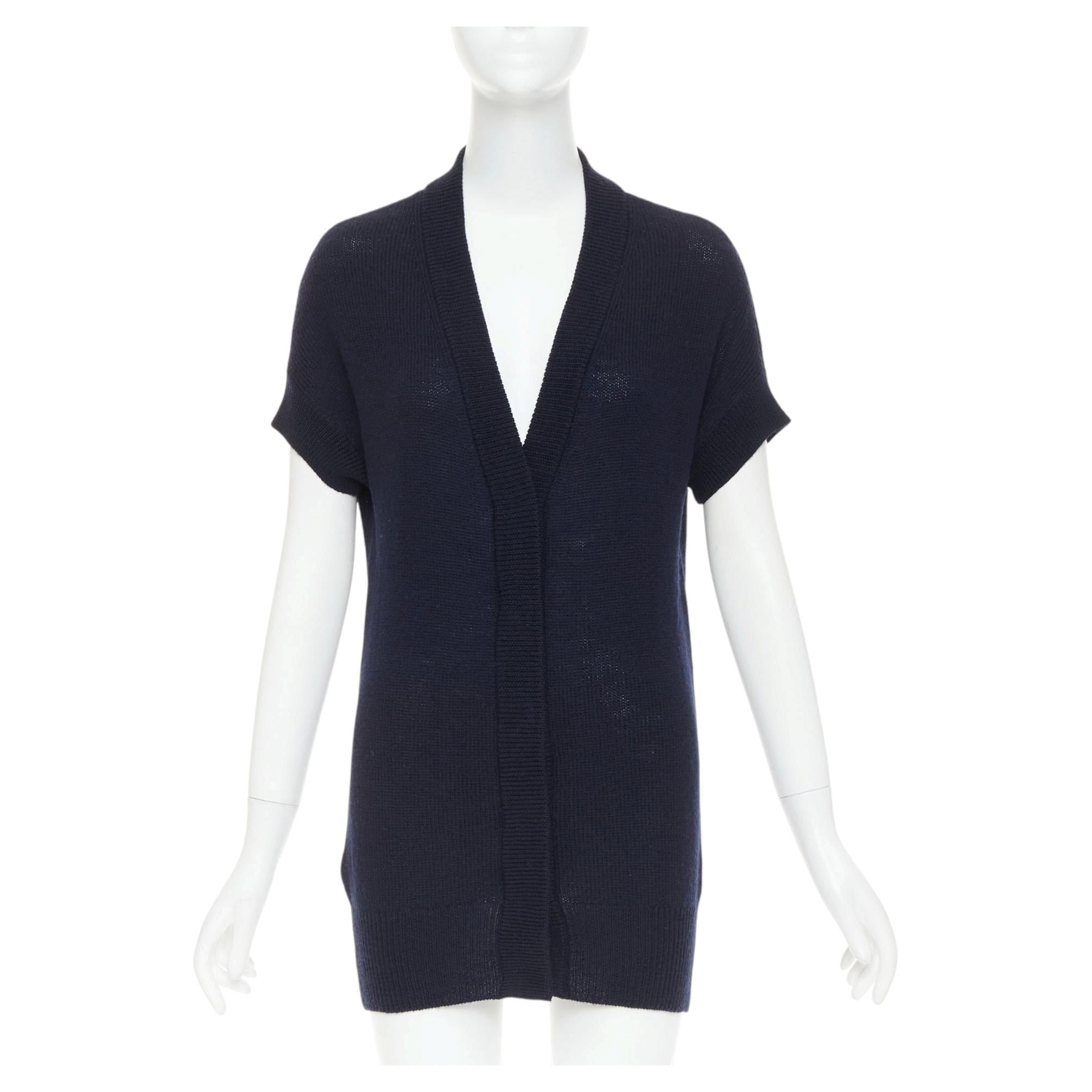 PRADA 100% virgin wool short sleeve snap button V-neck cardigan sweater IT40 S