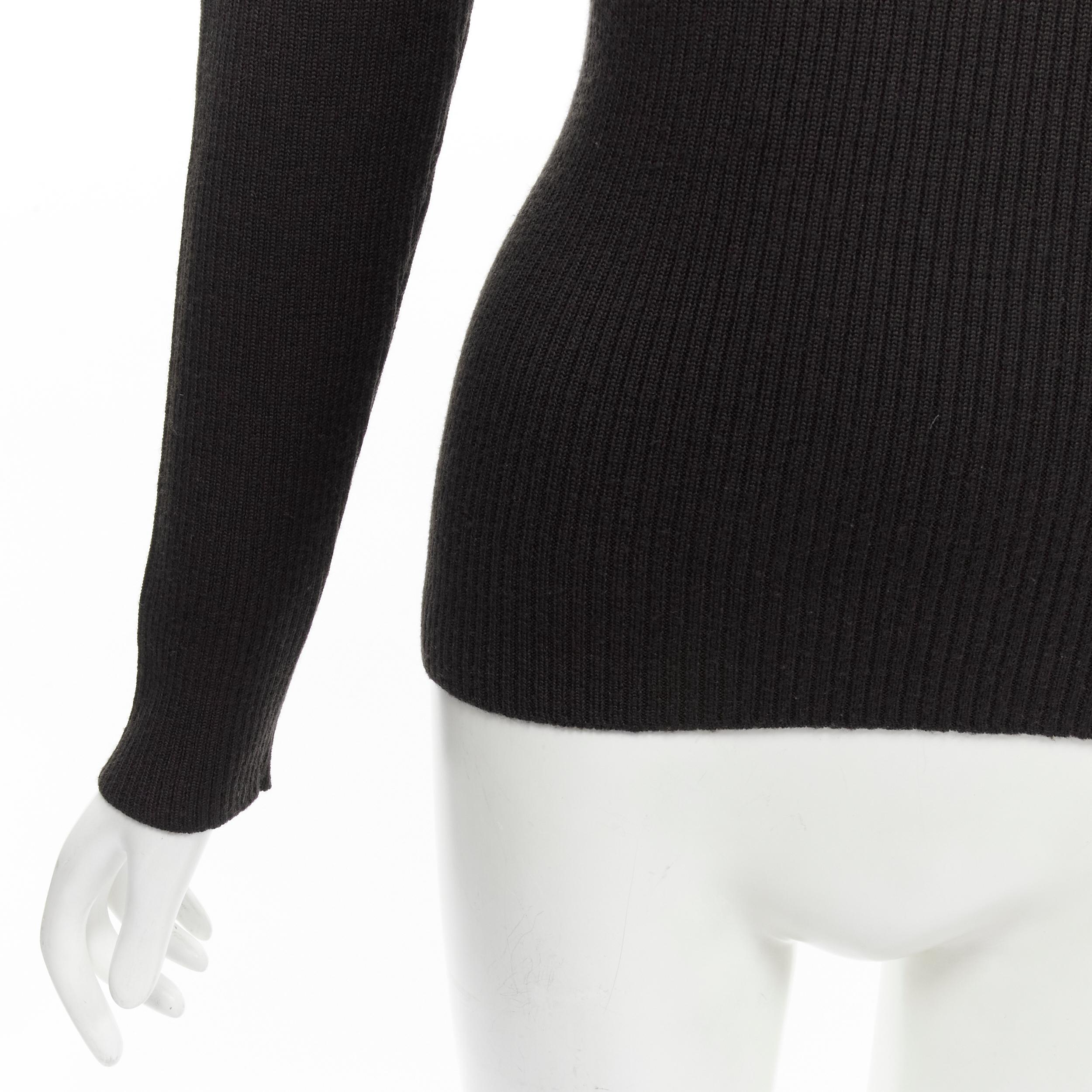PRADA 100% wool dark brown long sleeves ribbed turtleneck sweater IT44 L 3