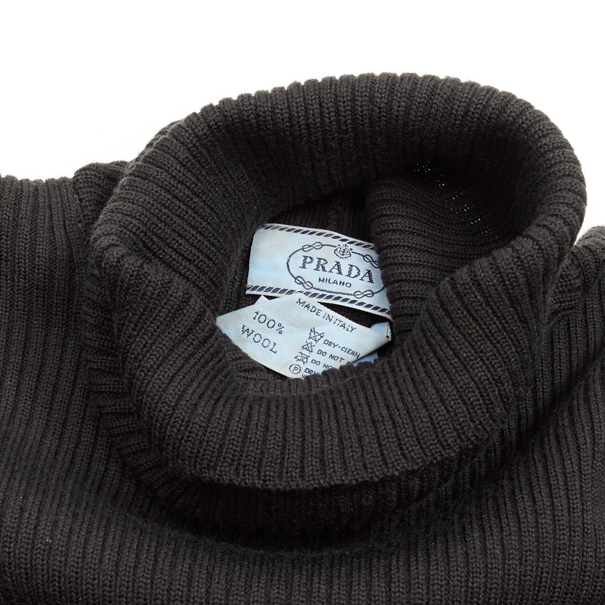 PRADA 100% wool dark brown long sleeves ribbed turtleneck sweater IT44 L 4