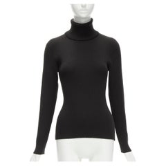 PRADA 100% wool dark brown long sleeves ribbed turtleneck sweater IT44 L