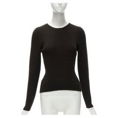 PRADA Pullover mit langen Ärmeln aus 100 % Wolle in Dunkelbraun mit geripptem Rundhalsausschnitt IT42 M