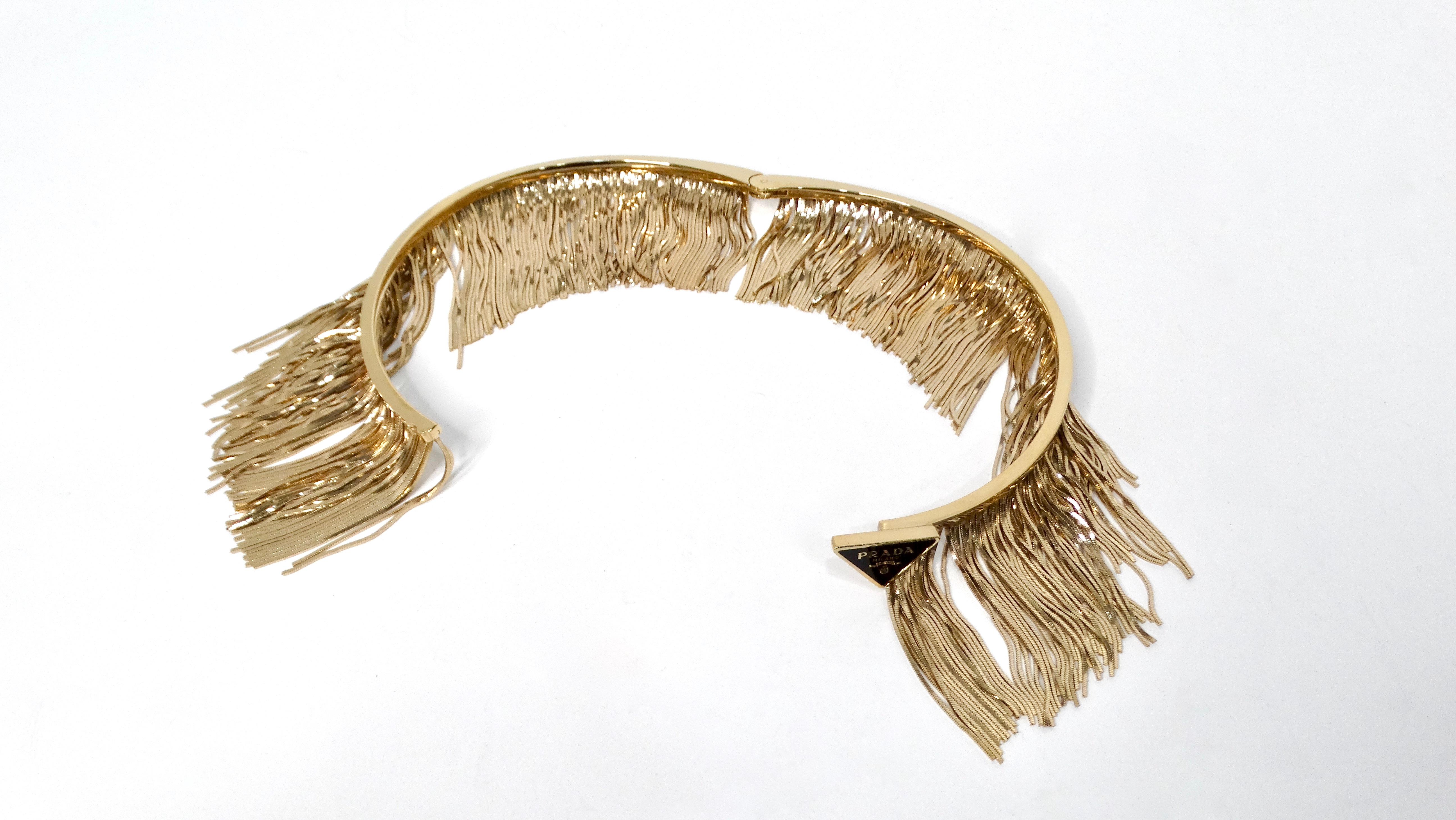 Women's Prada 14k Gold Plated Fringe Choker