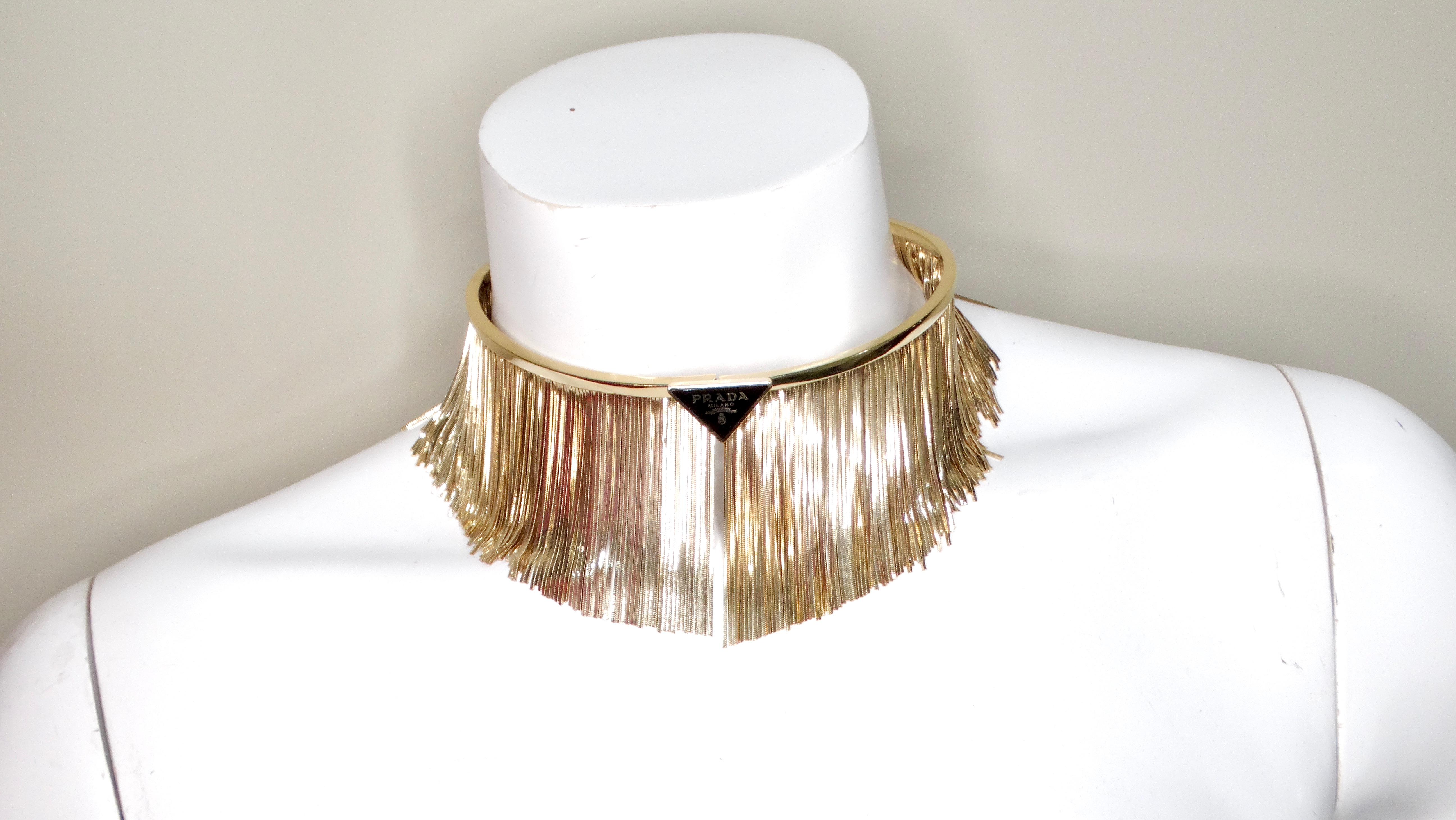 Prada 14k Gold Plated Fringe Choker 1