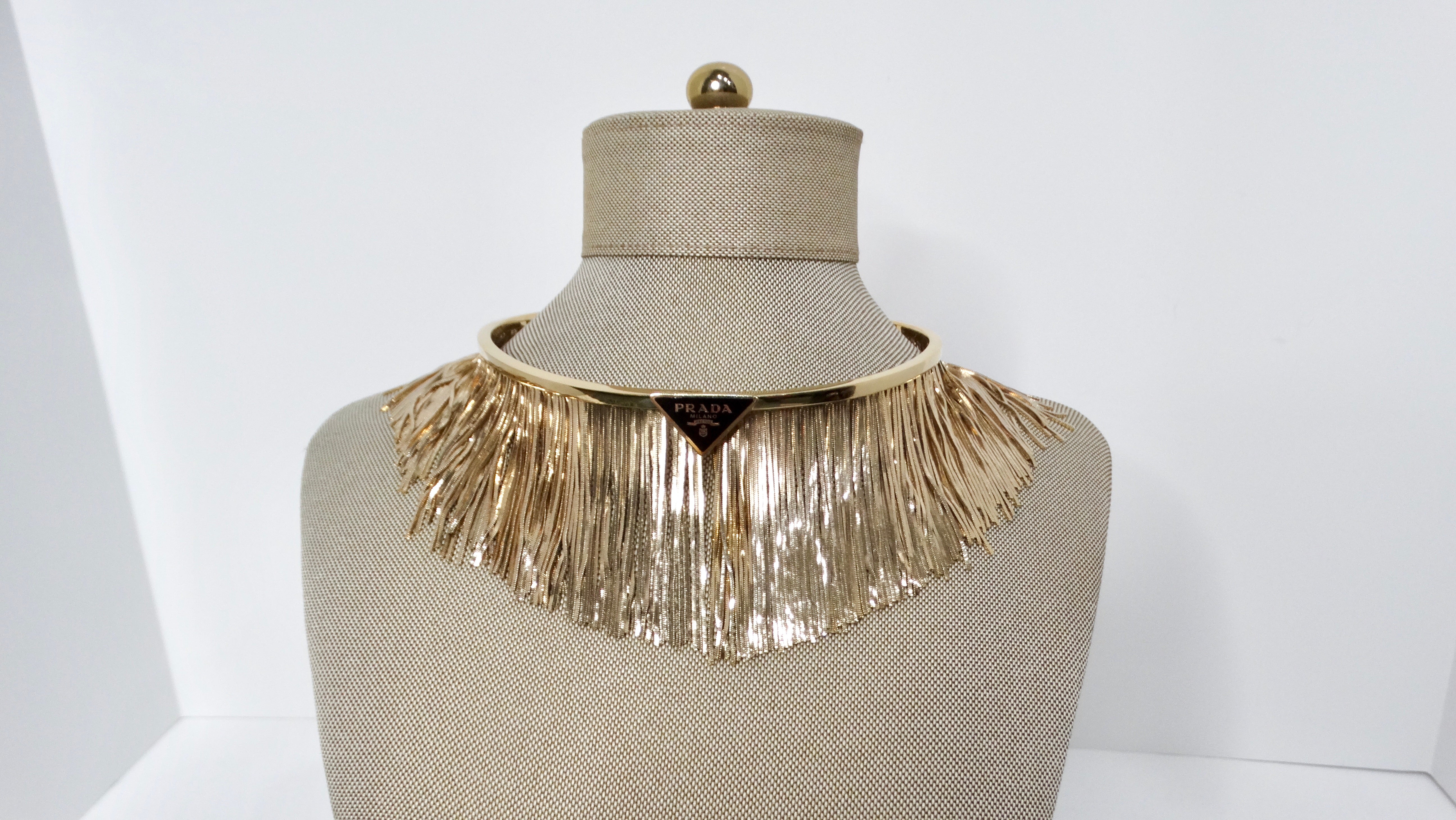 Prada 14k Gold Plated Fringe Choker 3