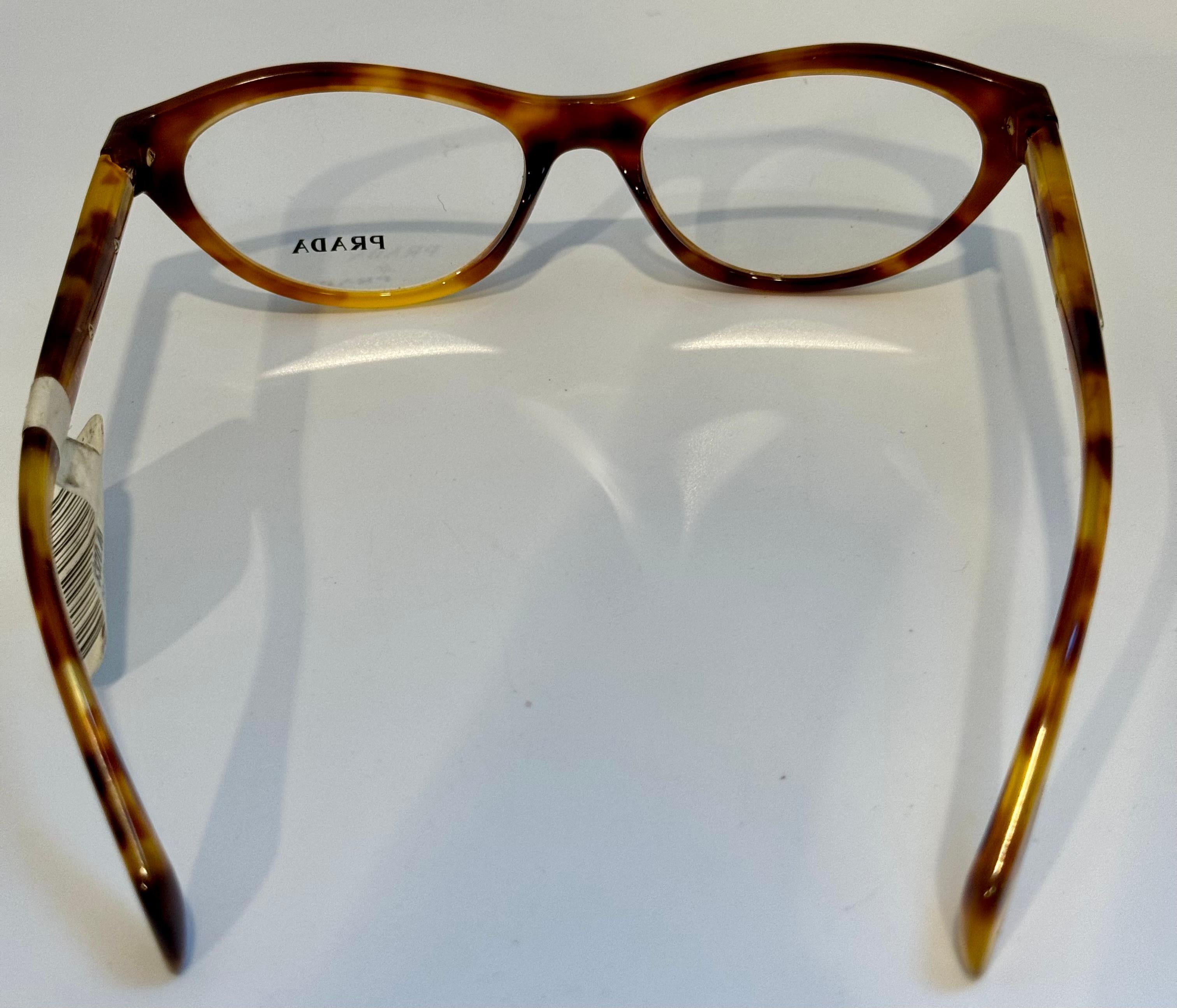 Women's Prada  18 PV MAX 10 52/17/13  Brown honey comb and White Reading Glasses, Italy For Sale