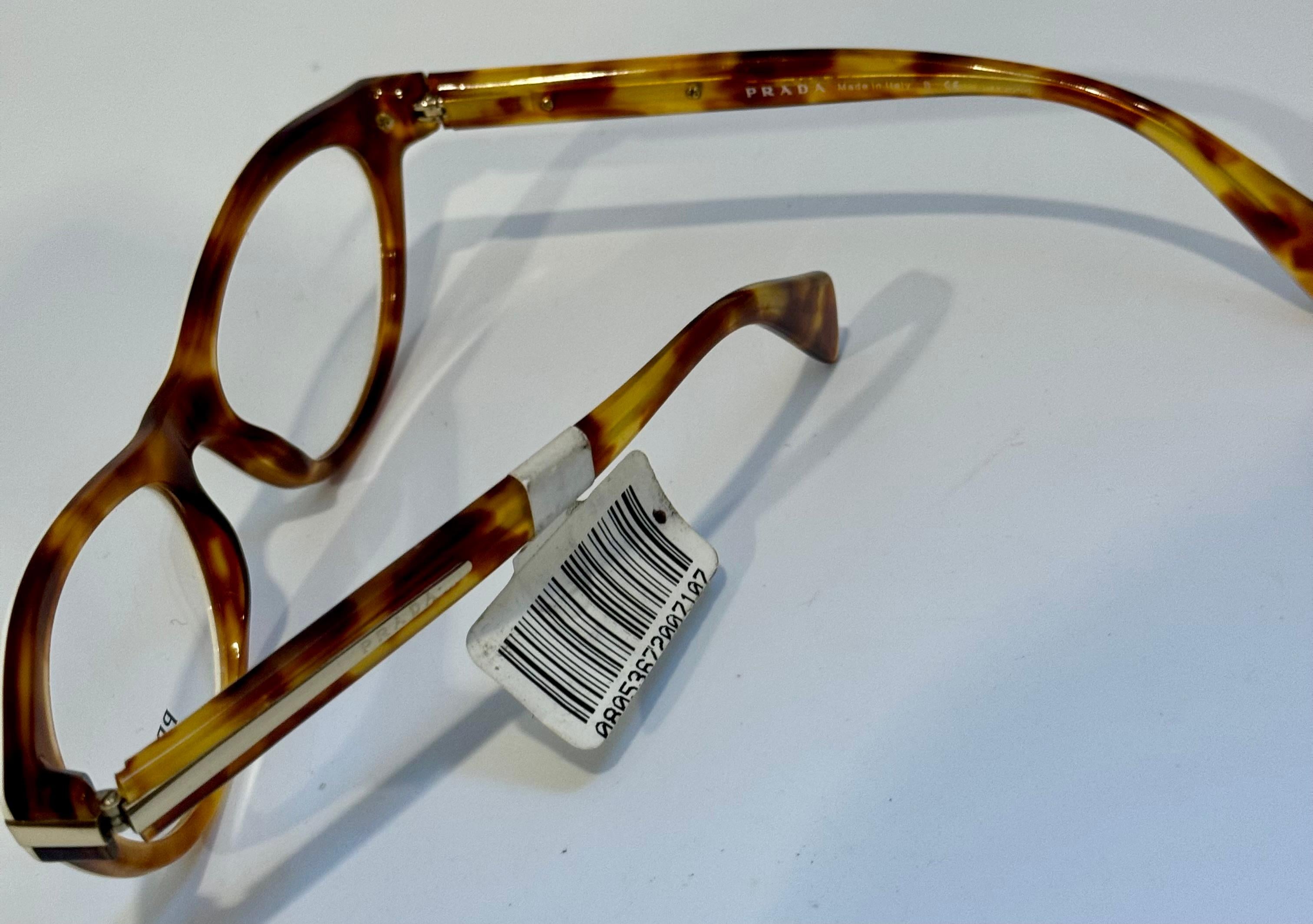 Prada  18 PV MAX 10 52/17/13  Brown honey comb and White Reading Glasses, Italy For Sale 2