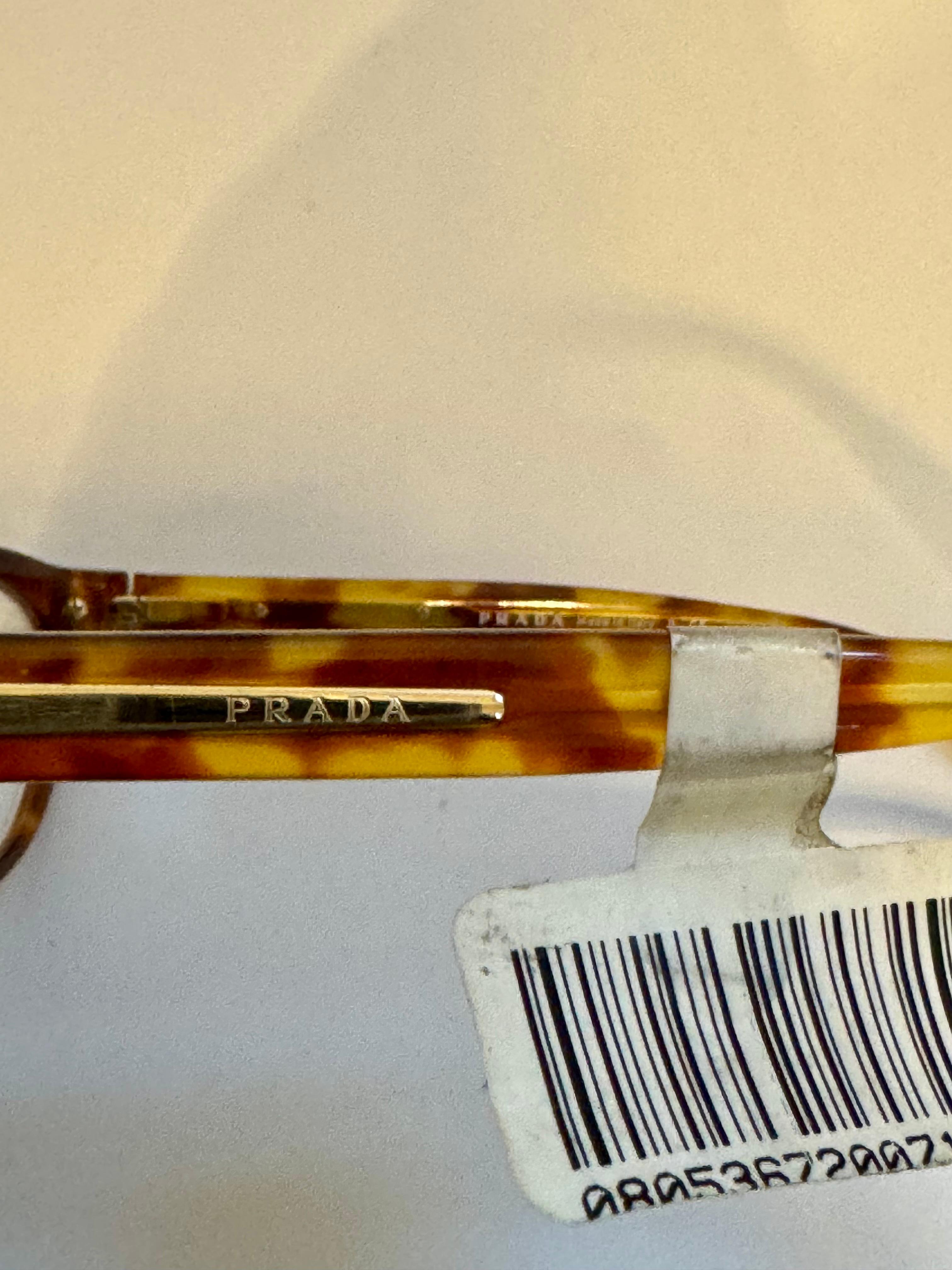 Prada  18 PV MAX 10 52/17/13  Brown honey comb and White Reading Glasses, Italy For Sale 3