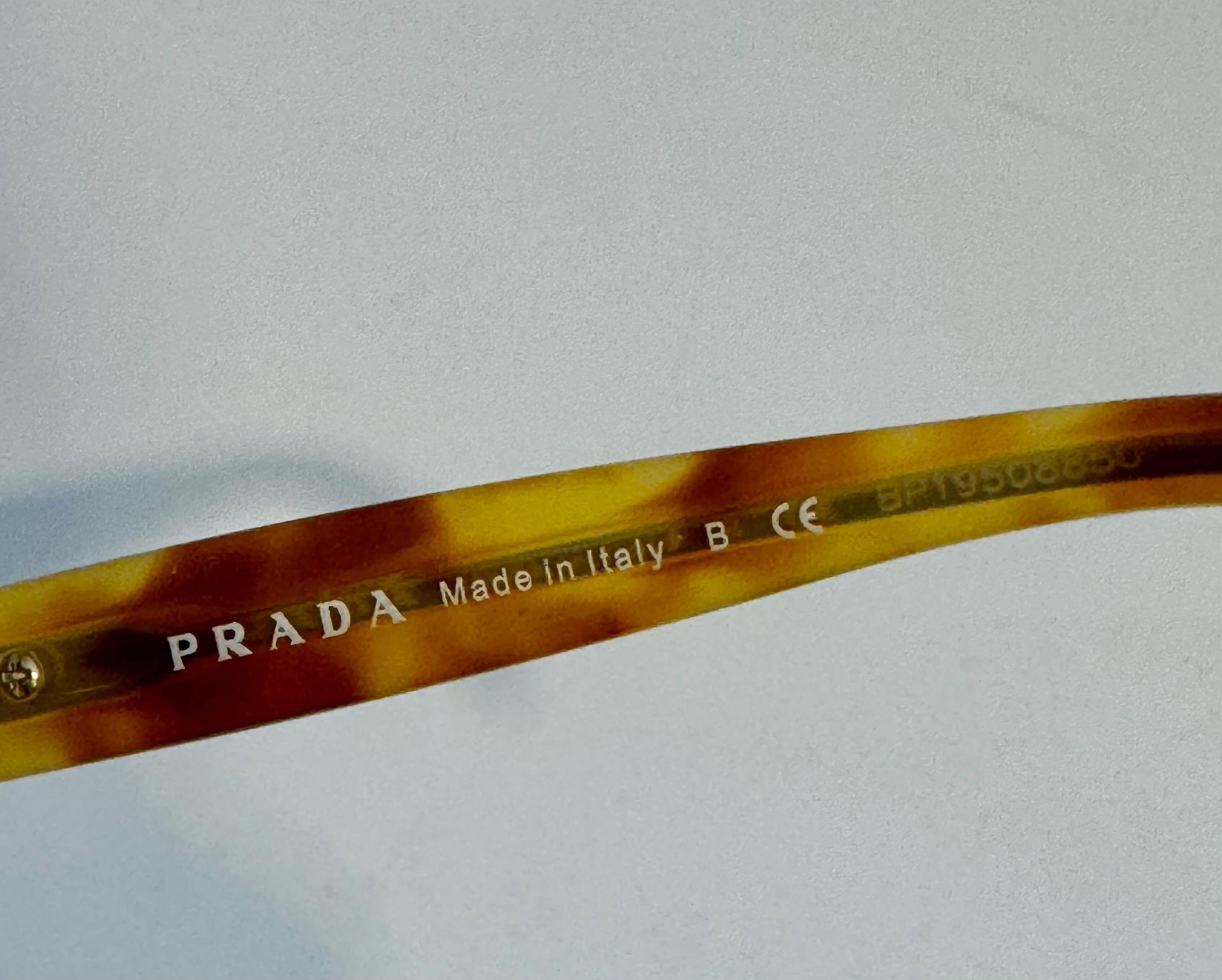 Prada  18 PV MAX 10 52/17/13  Brown honey comb and White Reading Glasses, Italy For Sale 4