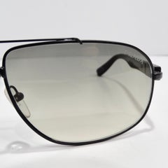 Prada 1990s Black & Blue Tortoise Aviator Sunglasses