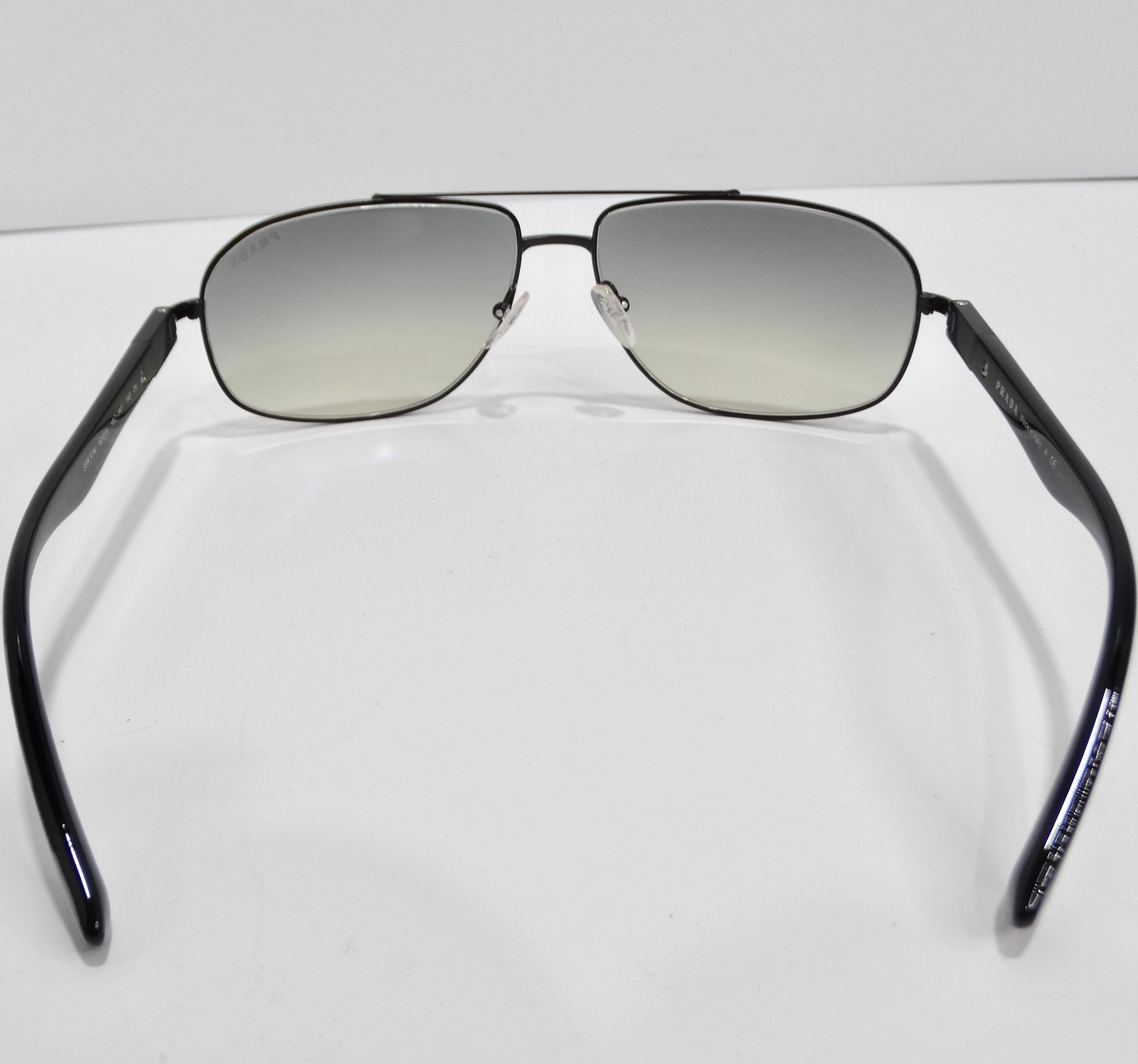 Women's or Men's Prada 1990s Black & Blue Tortoise Aviator Sunglasses For Sale
