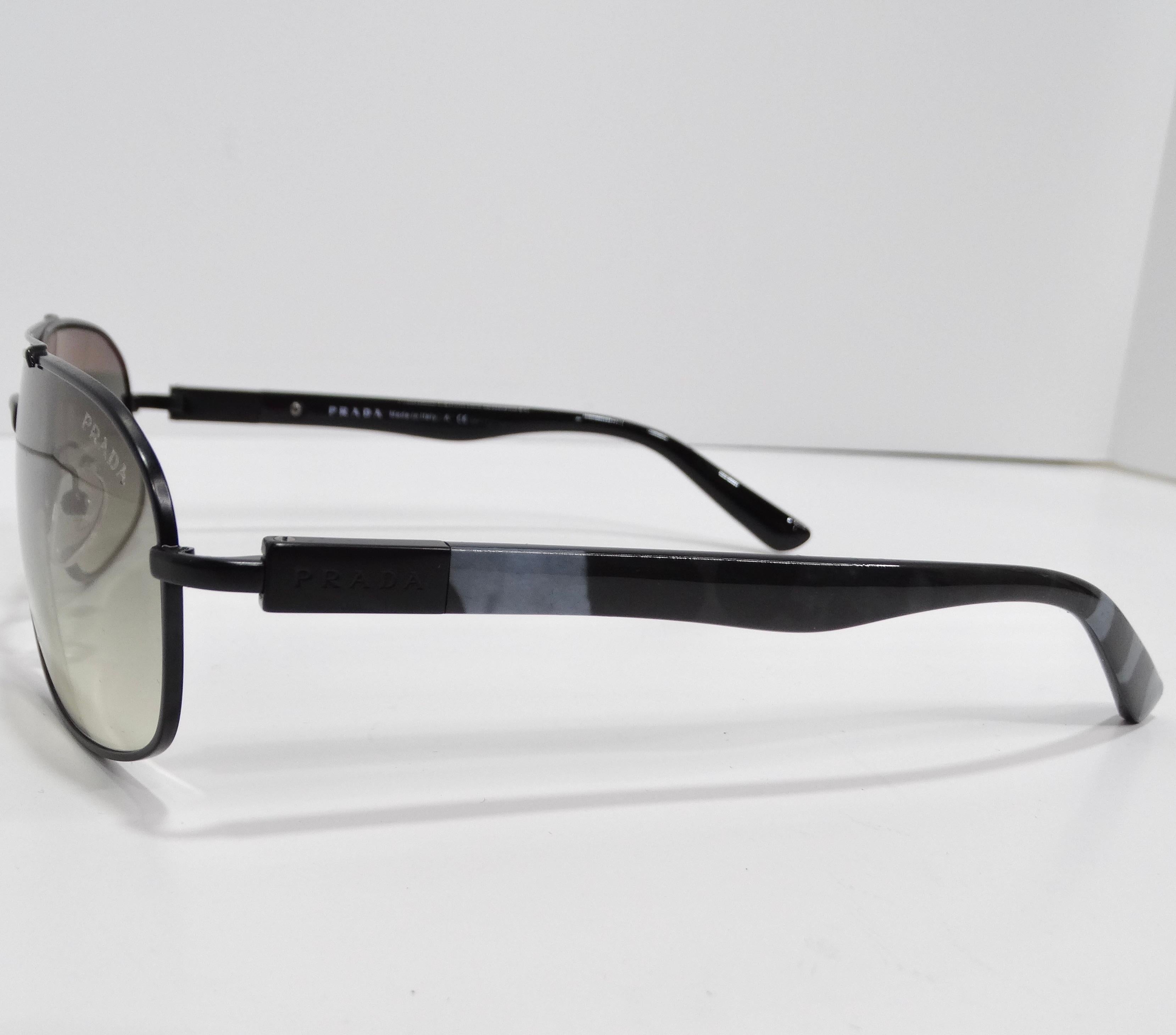 Prada 1990s Black & Blue Tortoise Aviator Sunglasses For Sale 1