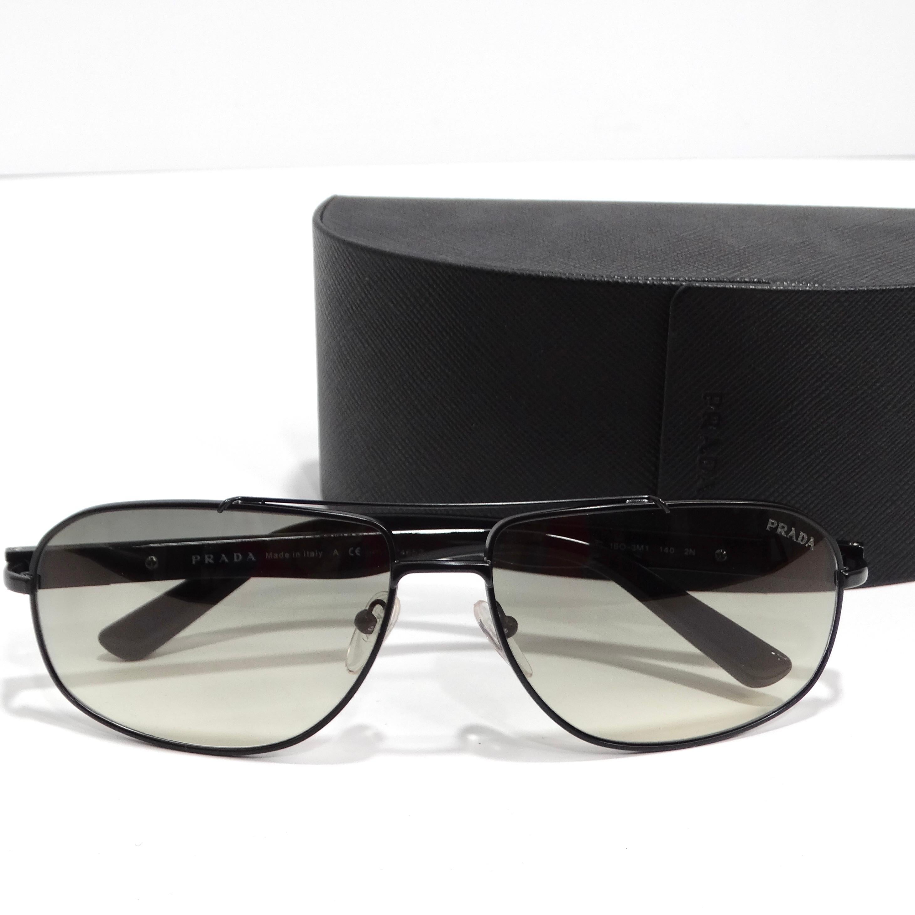 Prada 1990s Black & Blue Tortoise Aviator Sunglasses For Sale 4