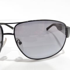 Prada 1990s Black Linea Rossa Sunglasses