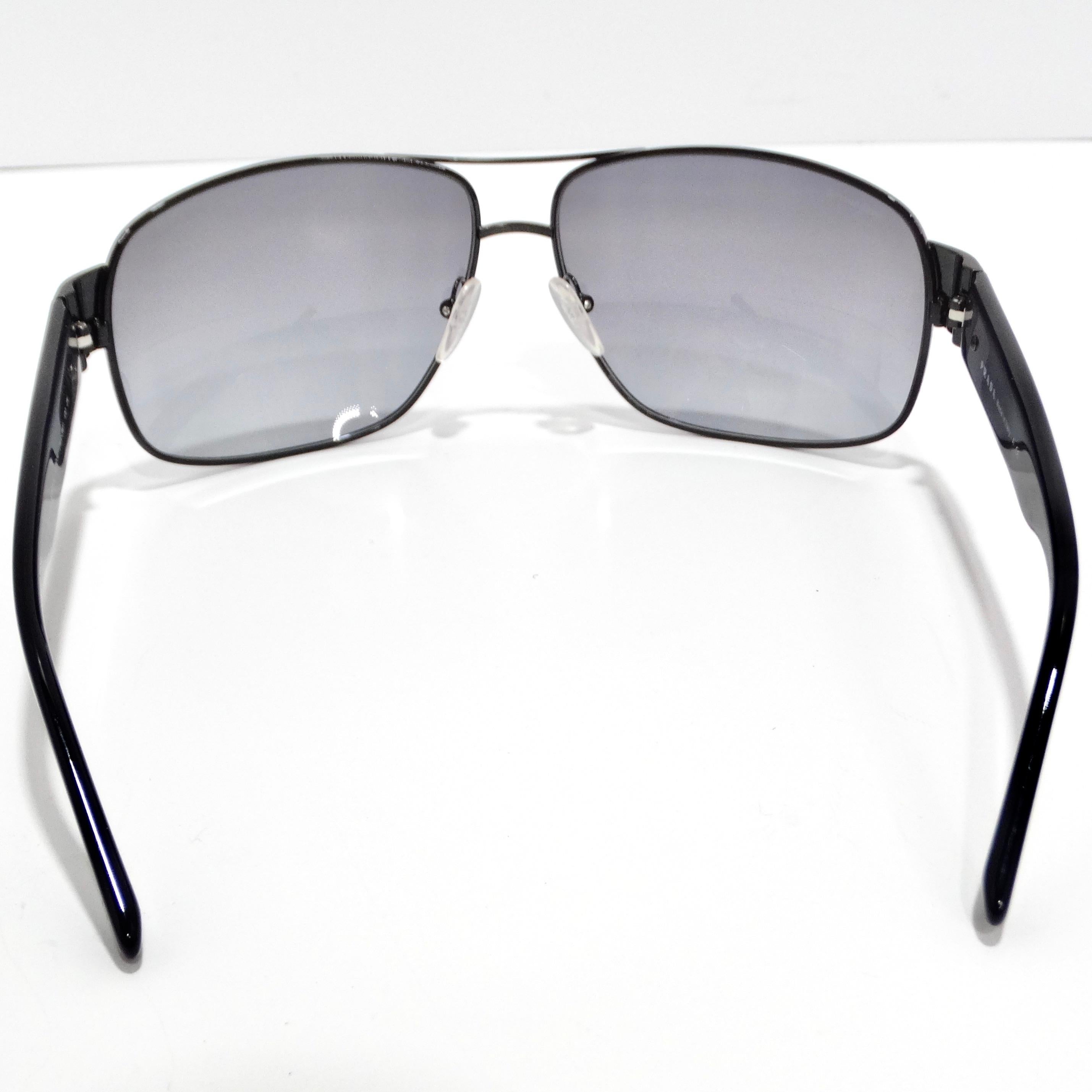 Prada 1990s Black Linea Rossa Sunglasses For Sale 1