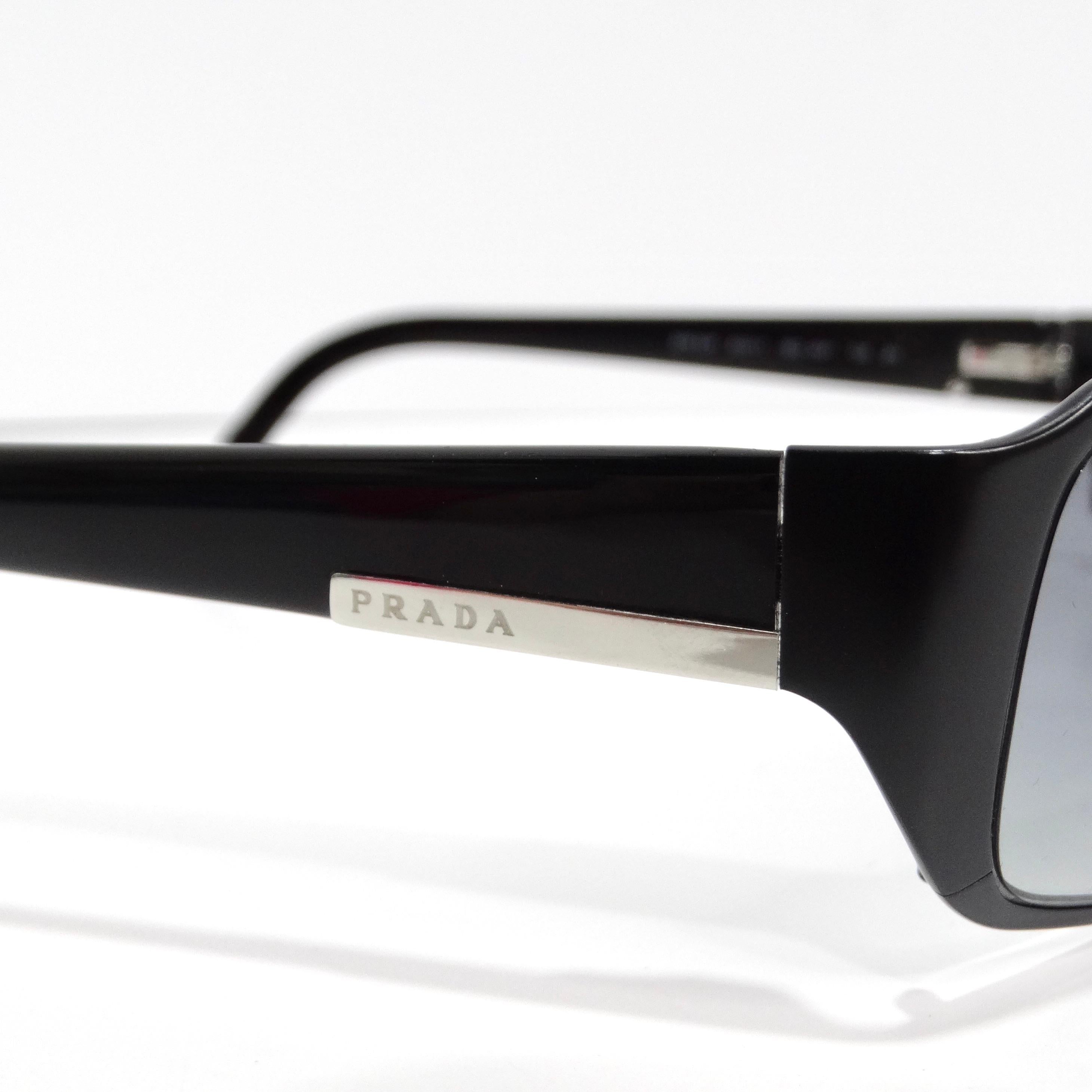 Women's or Men's Prada 1990s Black Rectangular Frame Sunglasses For Sale