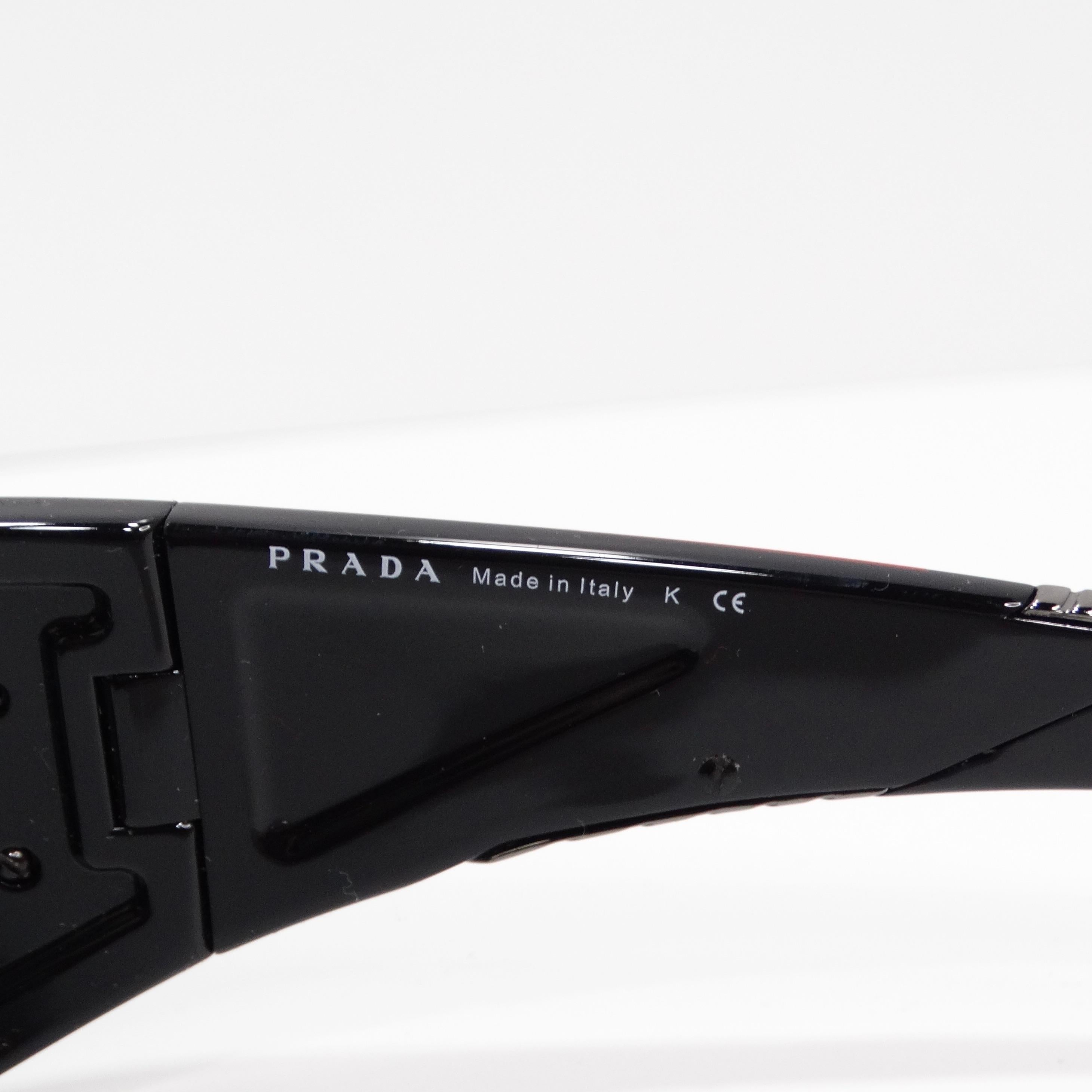 Prada 1990s Black Shield Style Sunglasses For Sale 3