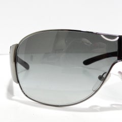 Prada 1990s Black Shield Sunglasses