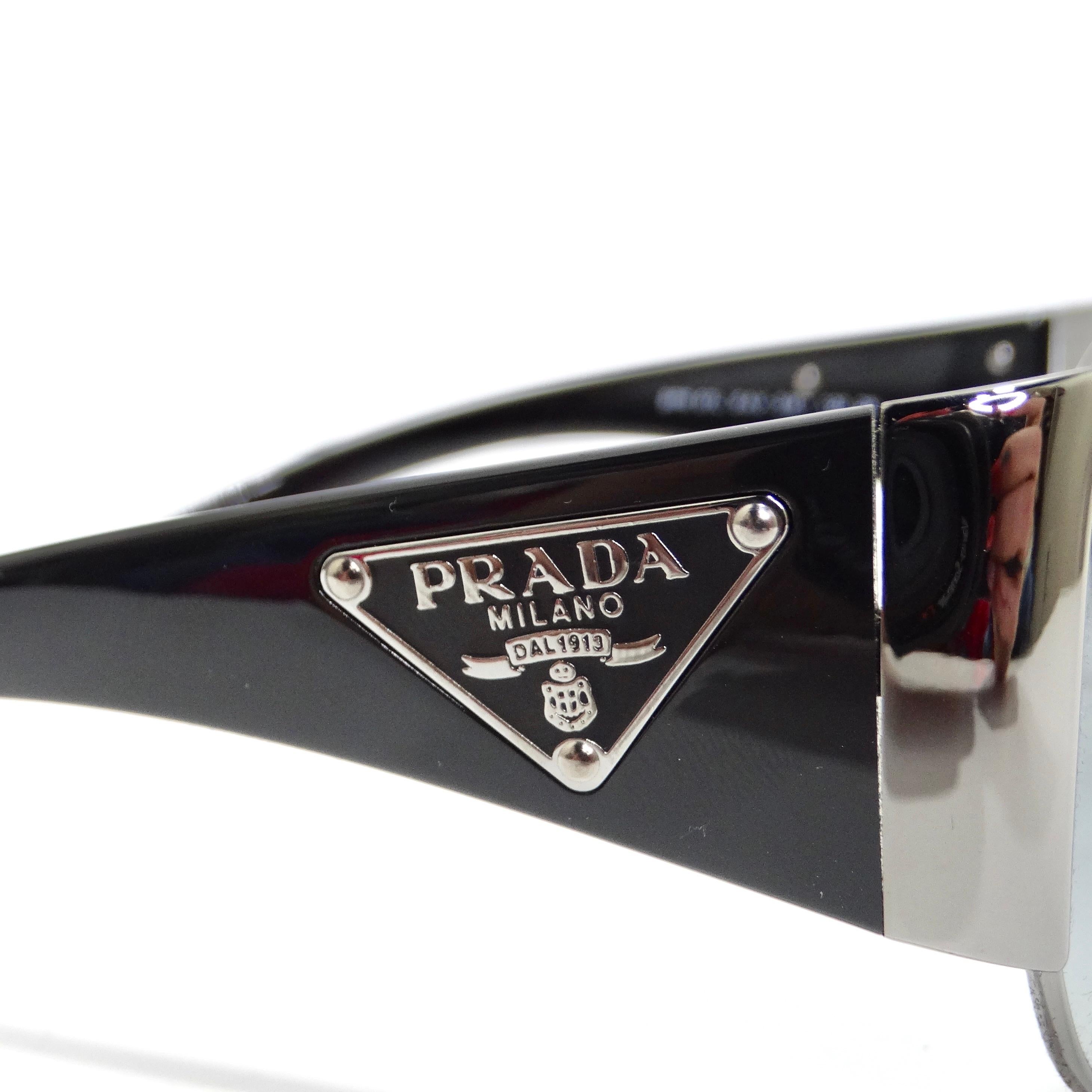 Women's or Men's Prada 1990s Black Shield Sunglasses For Sale