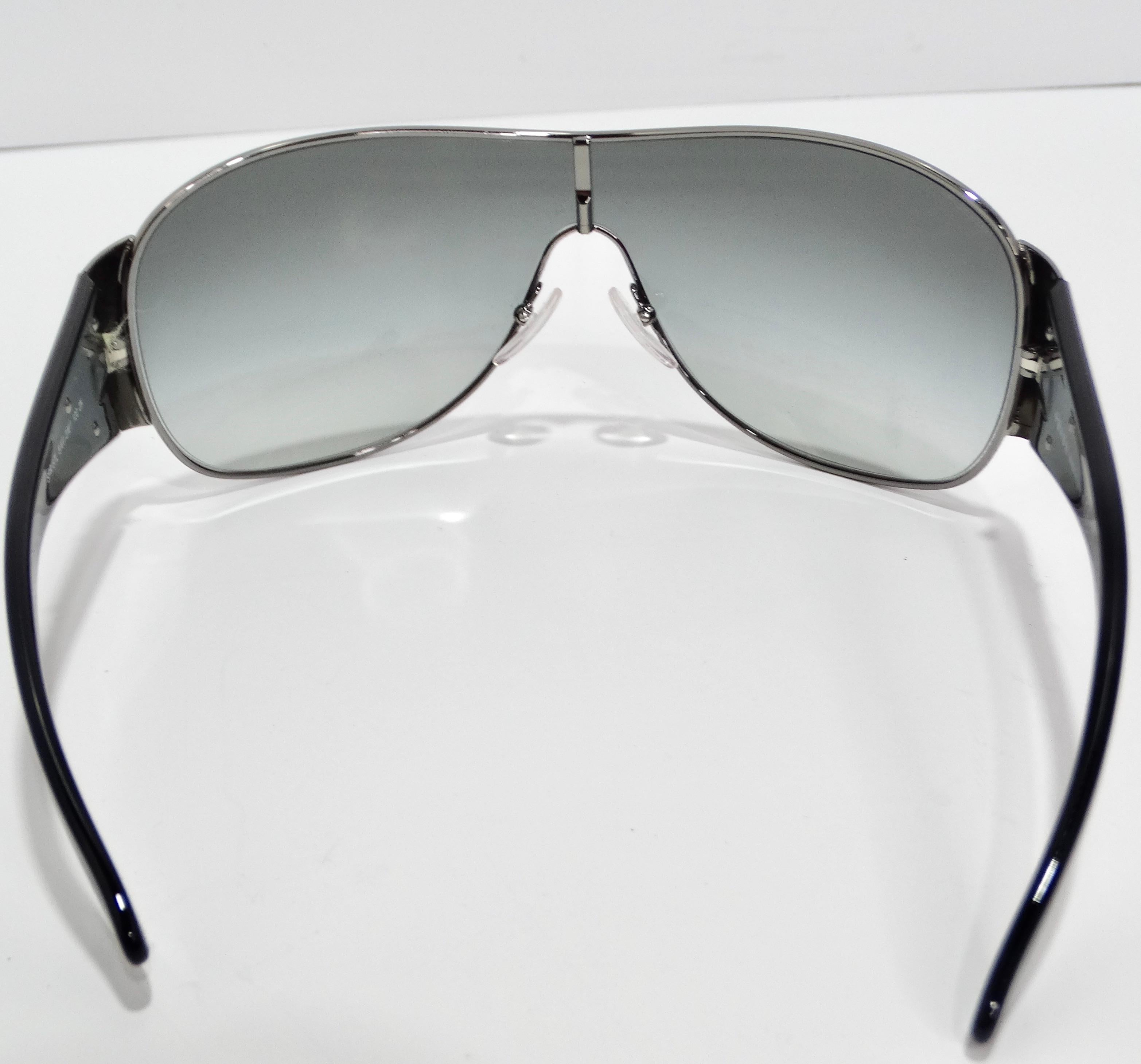 Prada 1990s Black Shield Sunglasses For Sale 1