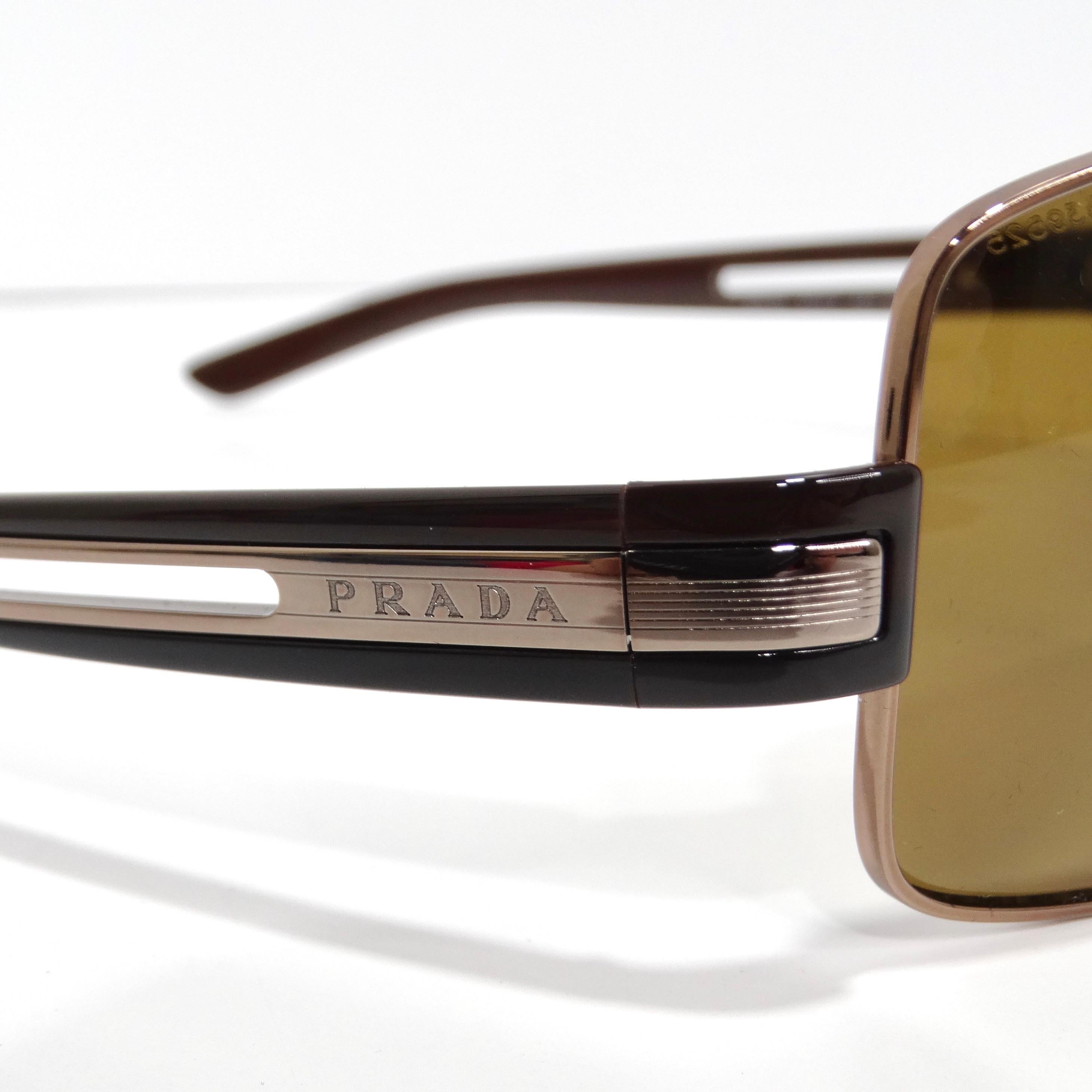 Women's or Men's Prada 1990s Brown Aviator Sunglasses For Sale