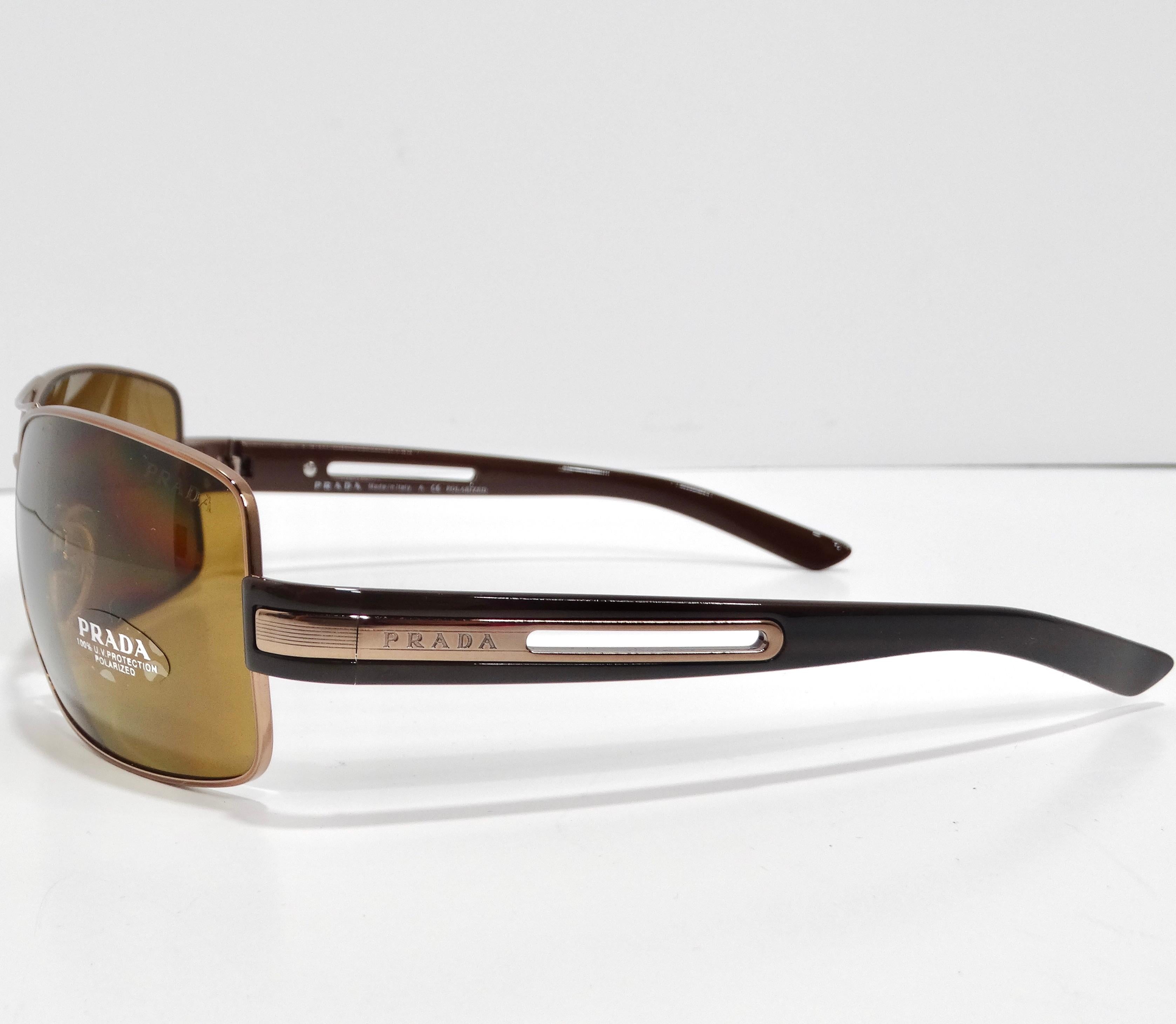 Prada 1990s Brown Aviator Sunglasses For Sale 2