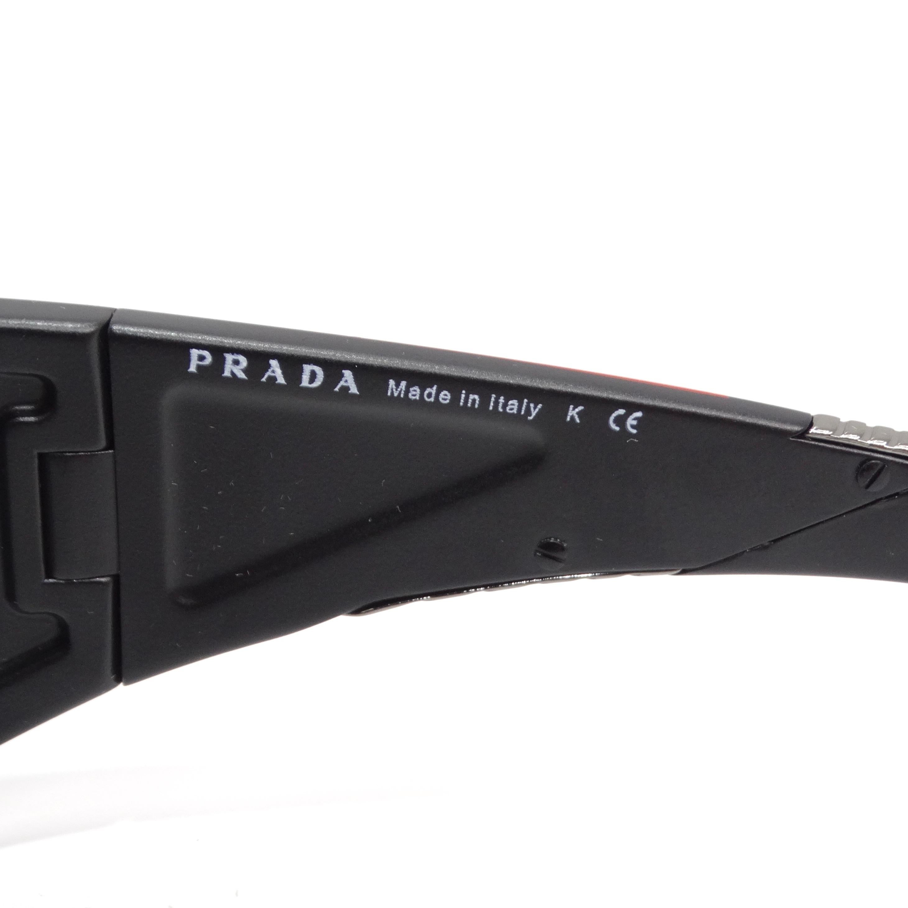 Prada 1990s Matte Black Shield Sunglasses For Sale 3