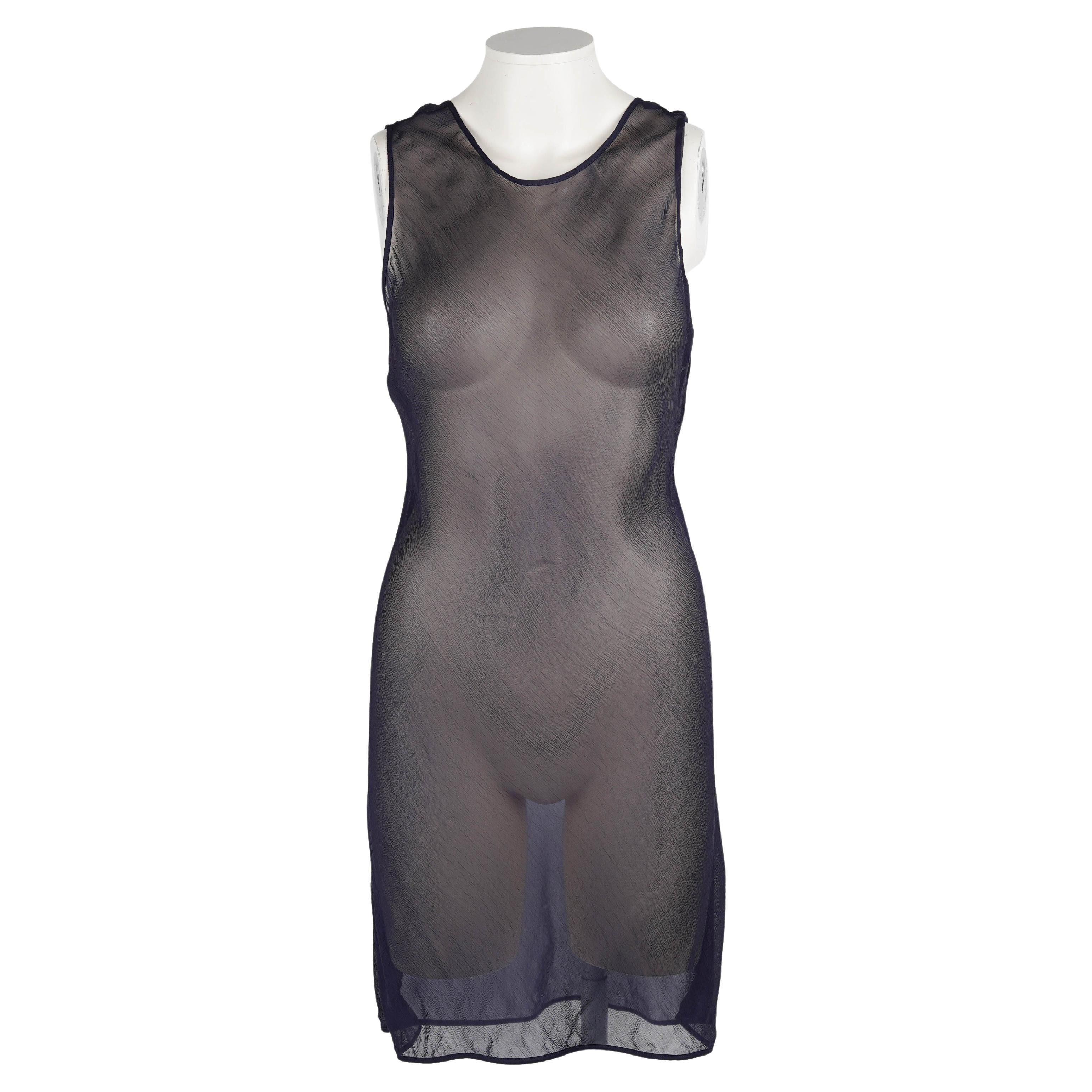 Abito in velluto e seta schiacciata blu notte Prada 1990s - Miuccia Prada in vendita 4