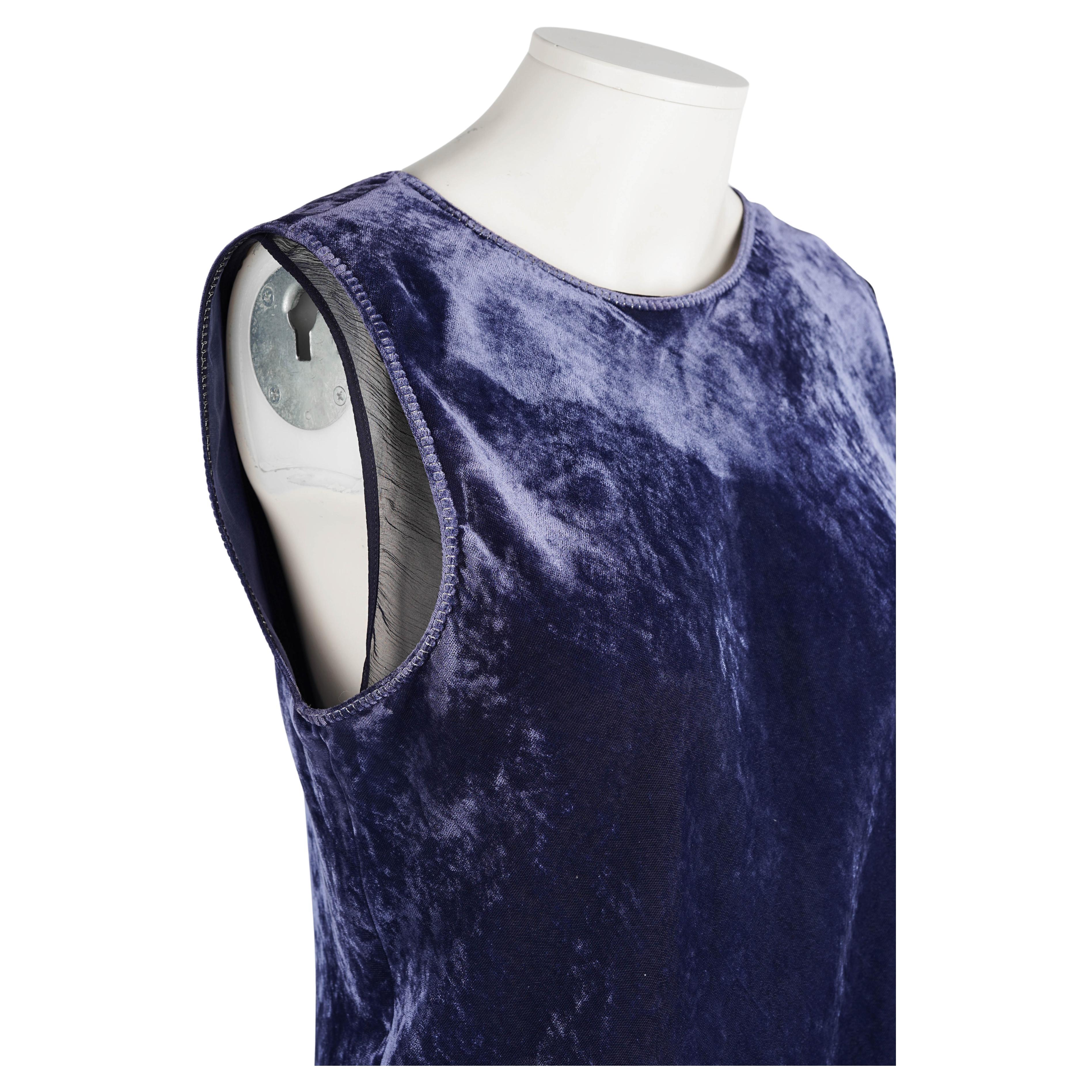 Abito in velluto e seta schiacciata blu notte Prada 1990s - Miuccia Prada In condizioni buone in vendita a Berlin, DE