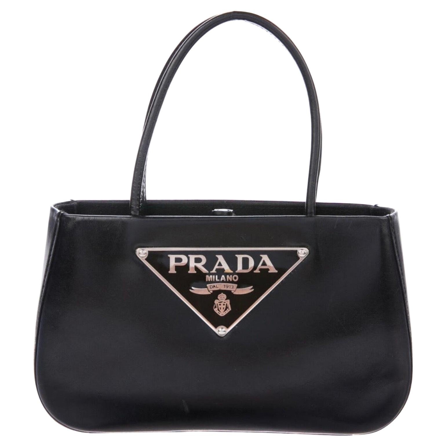 Prada Black Leather O-Ring Mini Top Handle Bag at 1stDibs