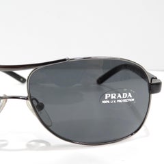 Prada 1990s Silver Tone Aviator Sunglasses
