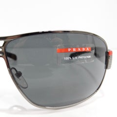 Prada 1990s Silver Tone Aviator Sunglasses