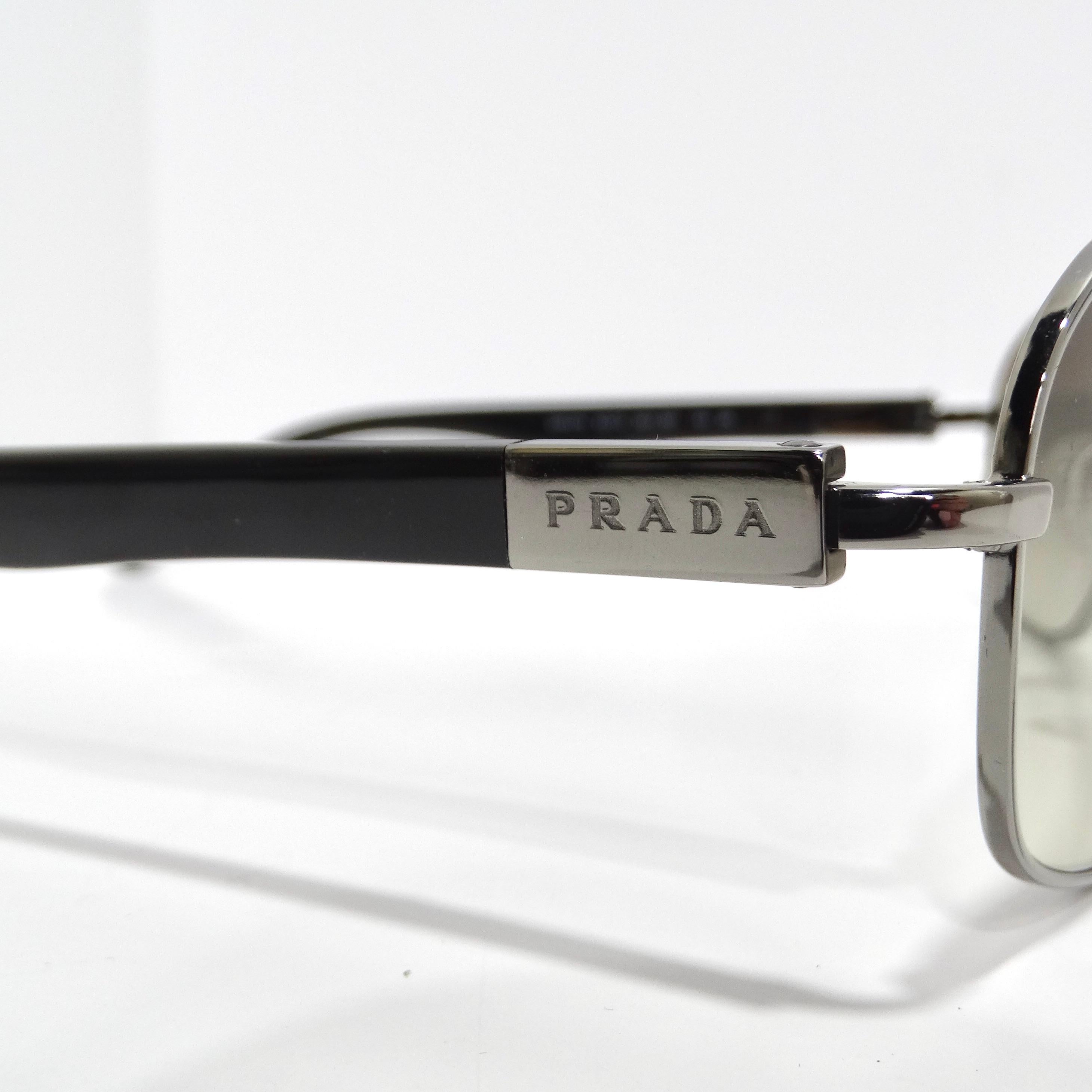 Women's or Men's Prada 1990s Silver Tone Aviator Sunglasses For Sale
