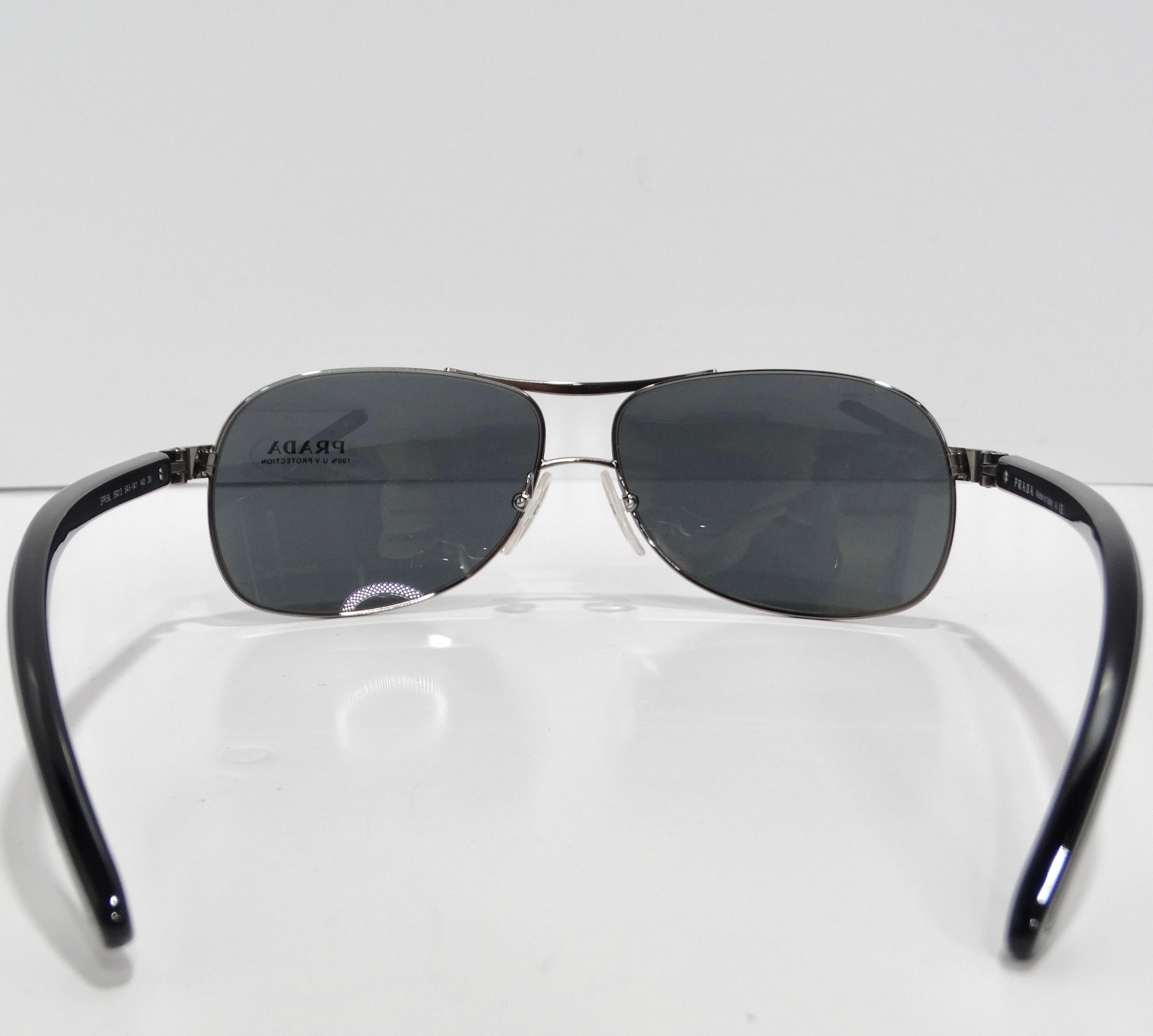 Prada Silberfarbene Aviator-Sonnenbrille, 1990er Jahre für Damen oder Herren im Angebot