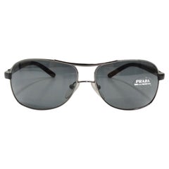 Used Prada 1990s Silver Tone Aviator Sunglasses